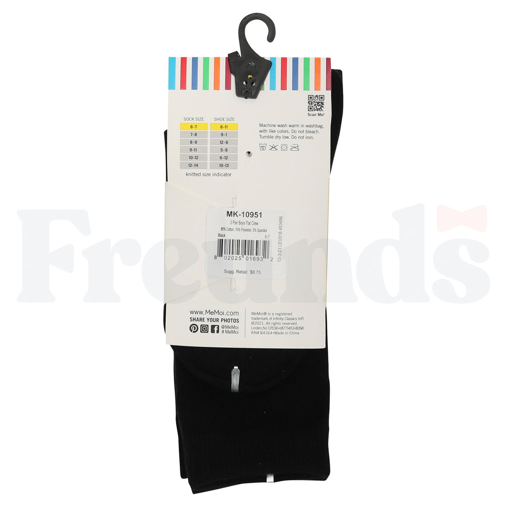 MeMoi Boys Cotton Blend Ribbed Socks - 3 Pack - MK-10950 -
