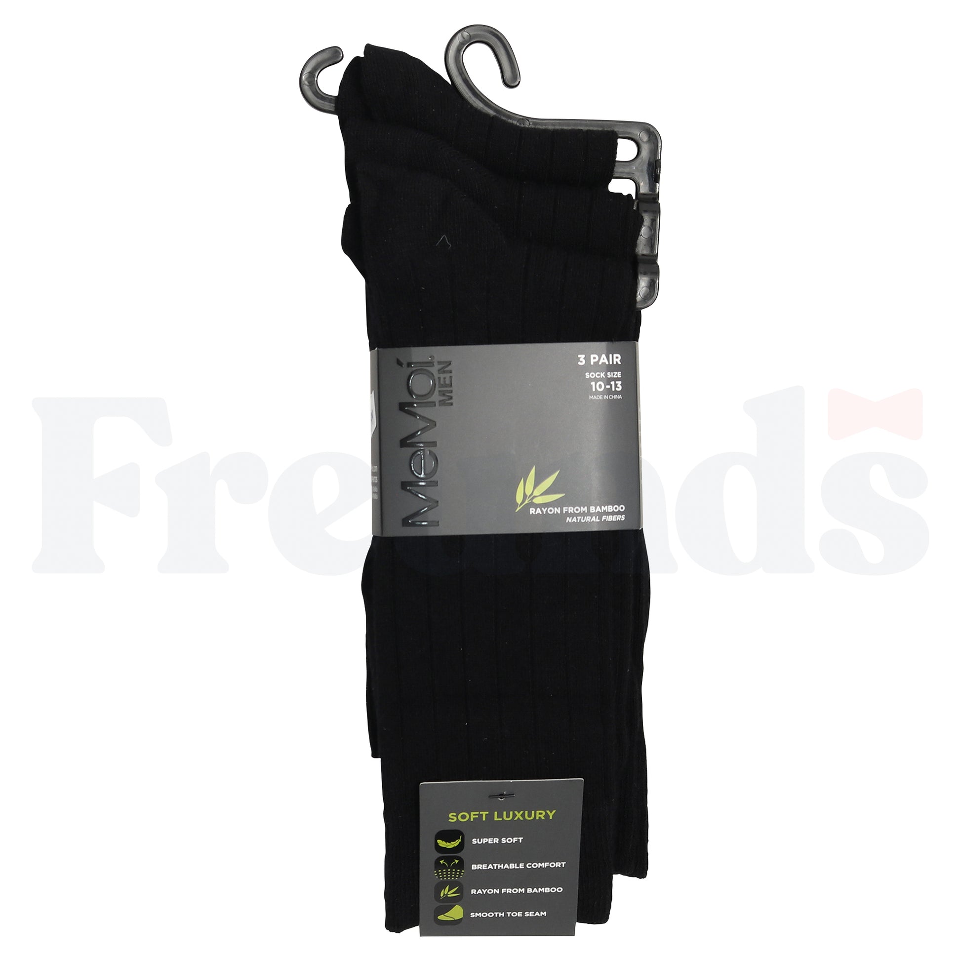 MeMoi Mens Bamboo Rayon Flat Knit Socks - 3 Pack - MM-461 -