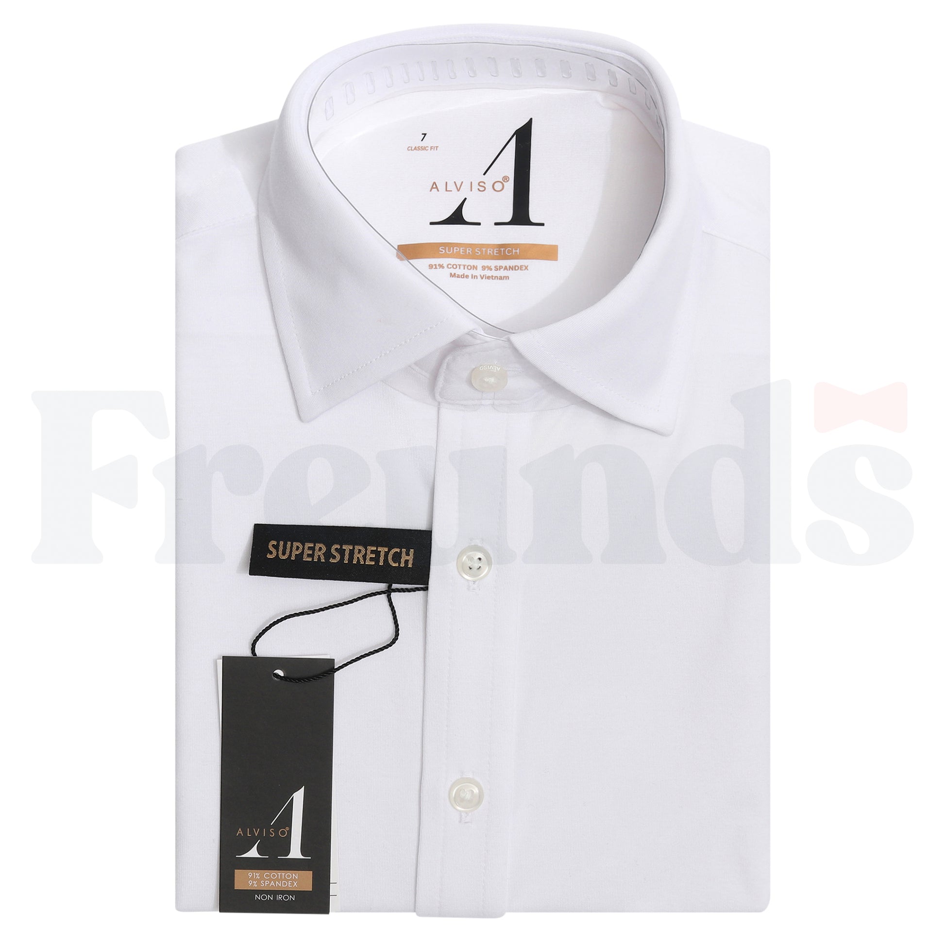 Alviso Boys Cotton Non Iron Super Stretch White Shirt - Button Cuff - Slim Fit -