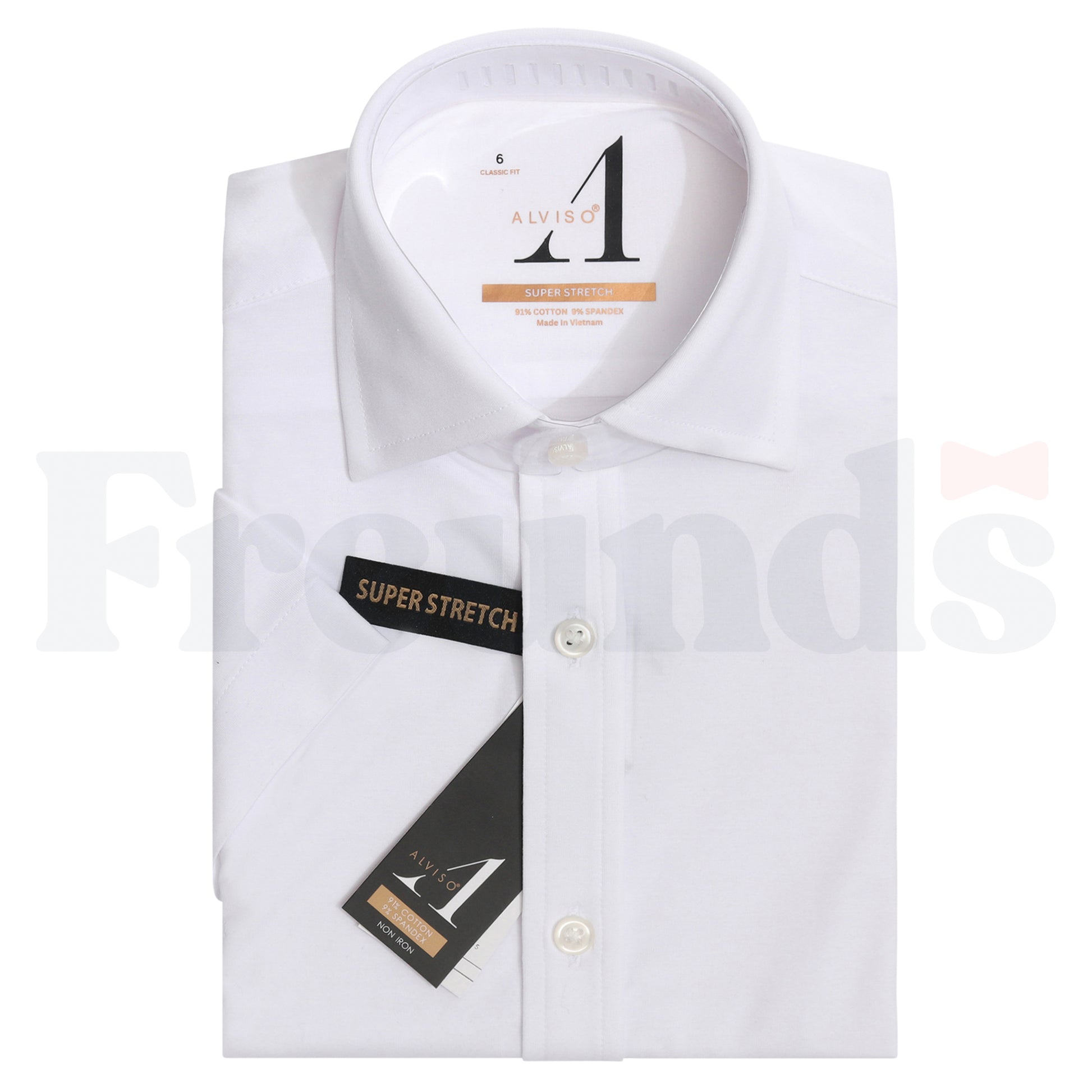Alviso Boys Cotton Non Iron Super Stretch White Shirt - Short Sleeve - Slim Fit -