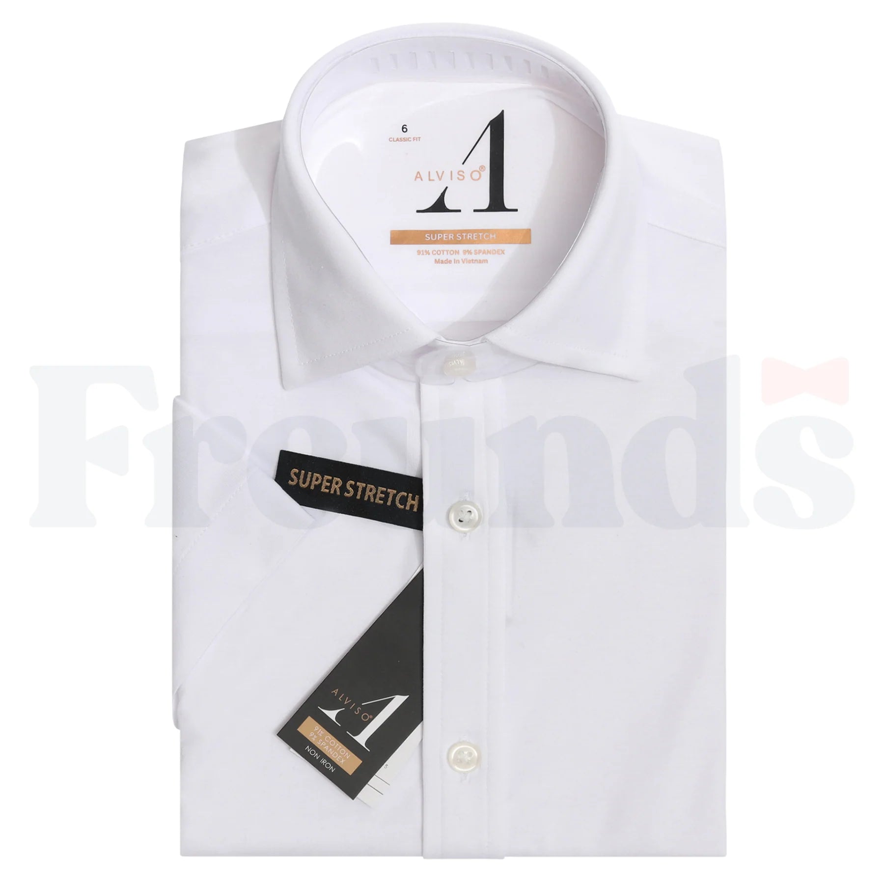 Alviso Boys Cotton Non Iron Super Stretch White Shirt - Short Sleeve - Husky Fit -