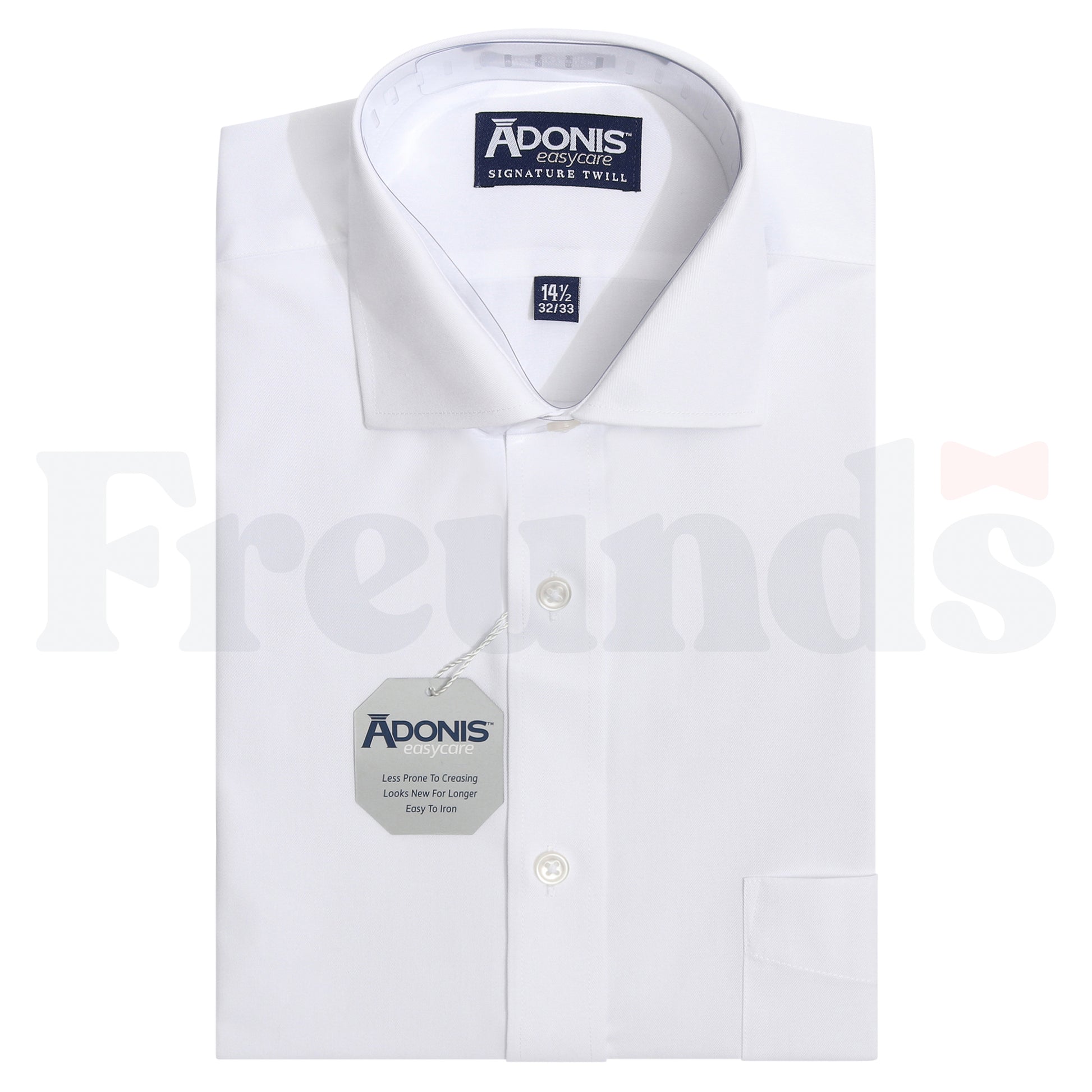 Adonis Mens Cotton Blend Easy Care White Shirt W/ Pocket - Signature Twill -