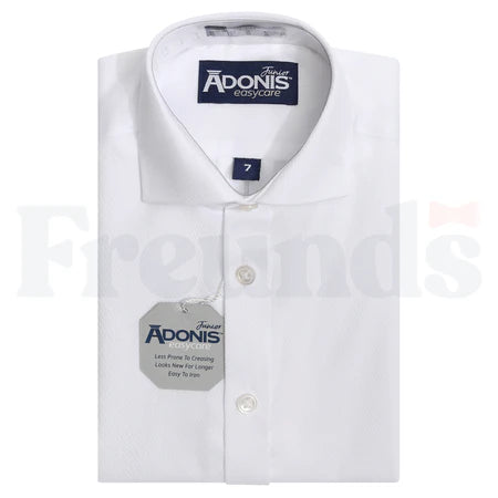 Adonis Mens Cotton Blend Easy Care White Shirt - Barrel Cuffs - Designed - Slim Fit -