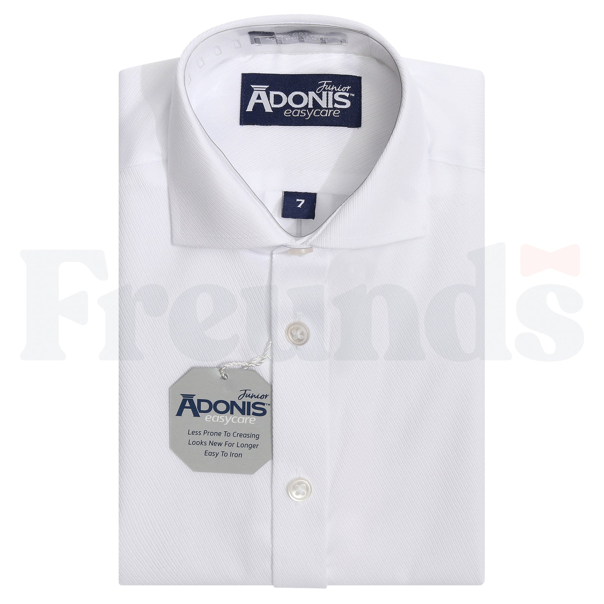 Adonis Boys Cotton Blend Easy Care White Shirt - Barrel Cuffs - Doubletime - Classic Fit -