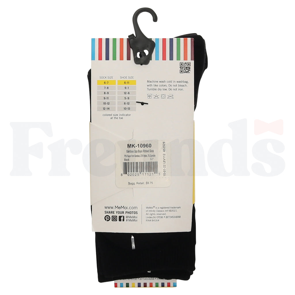 MeMoi Boys Bamboo Ribbed Socks - 3 Pack - MK-10960 -