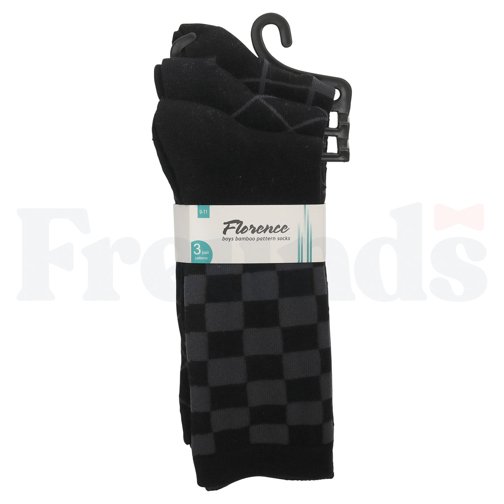 Florence Boys Bamboo Pattern Socks - 3 Pack - 178 -