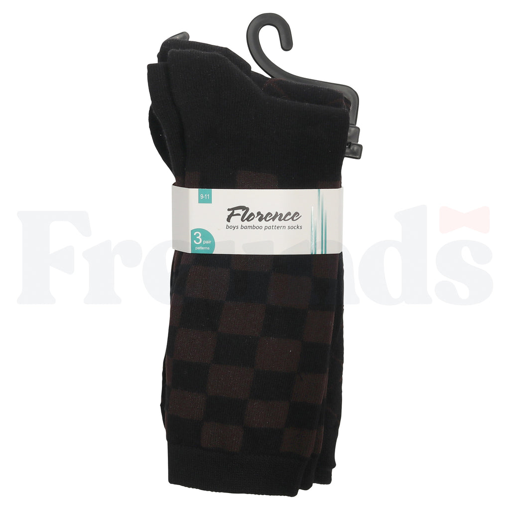 Florence Boys Bamboo Pattern Socks - 3 Pack - 178 -