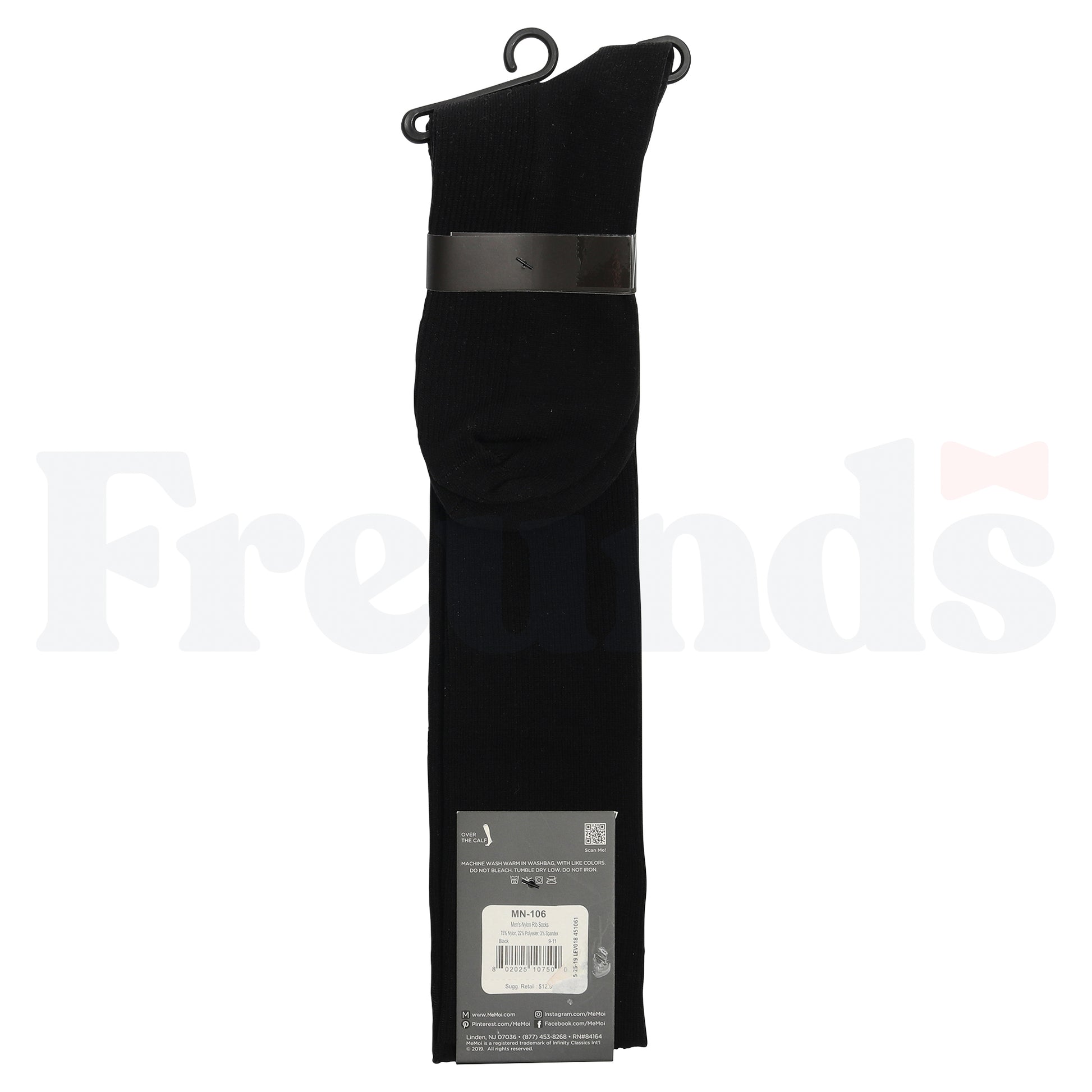 MeMoi Mens Nylon Ribbed Long Socks - MN-106 -