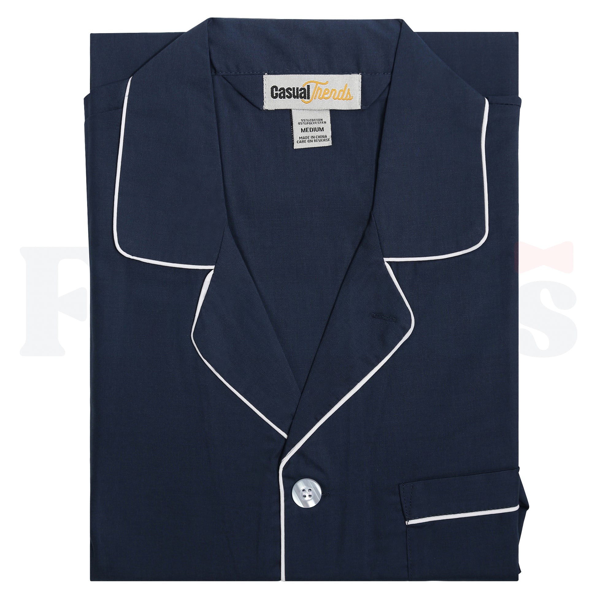 Casual Trends Mens Button Down Pajamas - Solid Design -