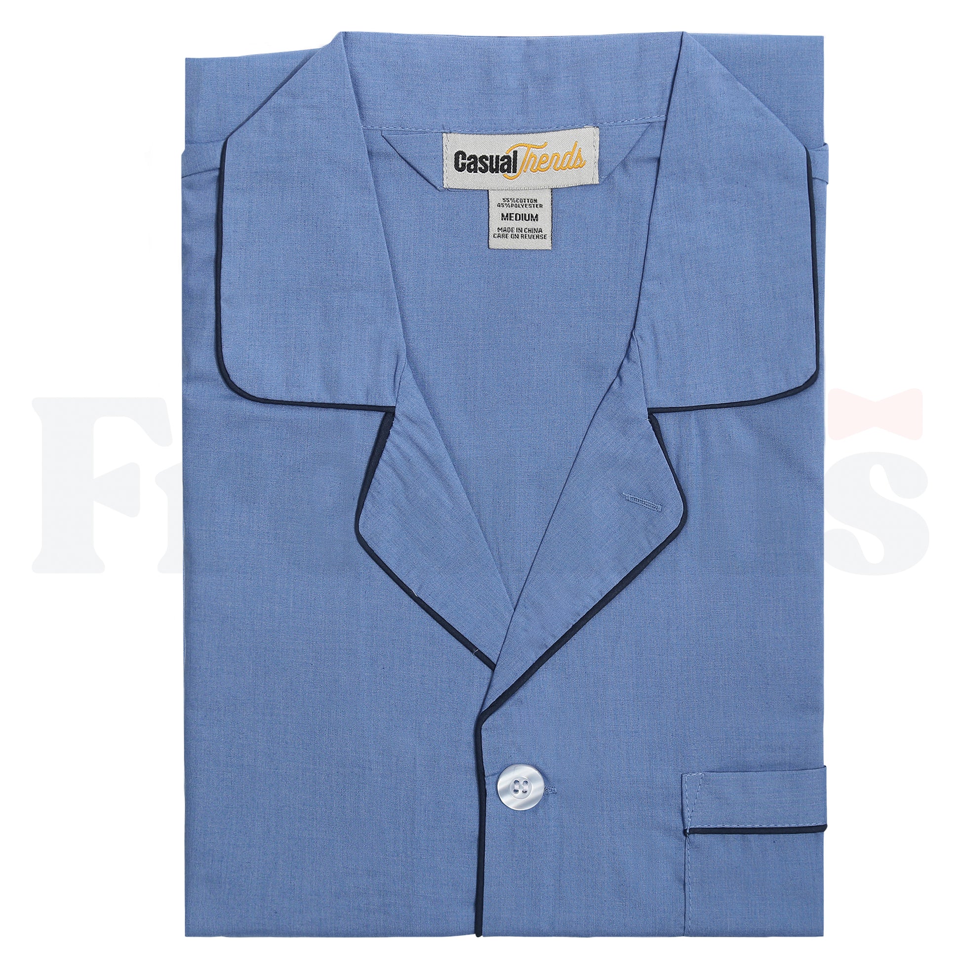 Casual Trends Mens Button Down Pajamas - Solid Design -