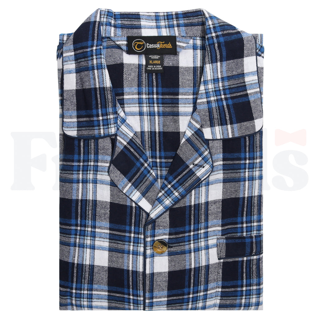 Casual Trends Mens Button Down Flannel Pajamas - 100% Cotton -