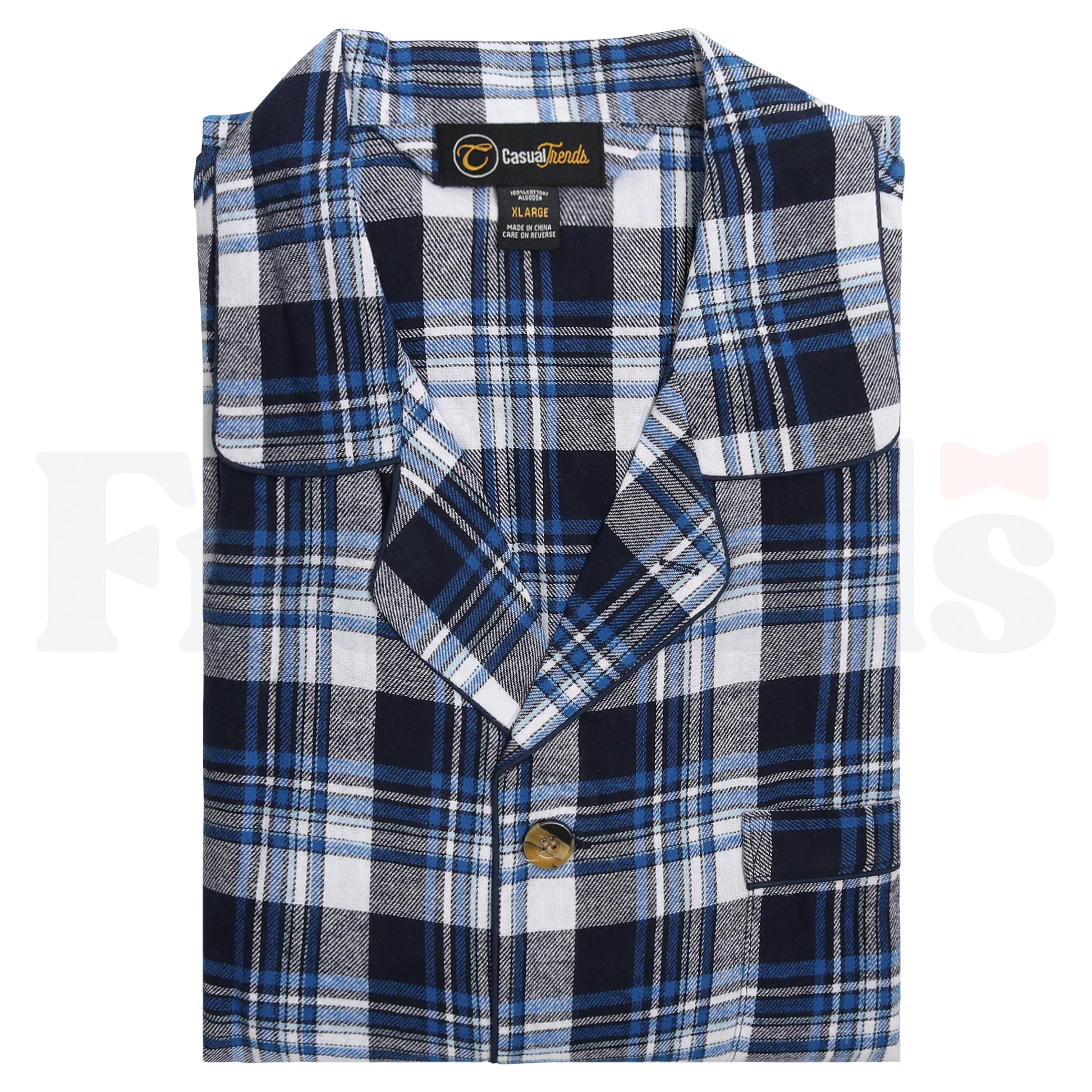 Casual Trends Boys Button Down Flannel Pajamas - 100% Cotton -