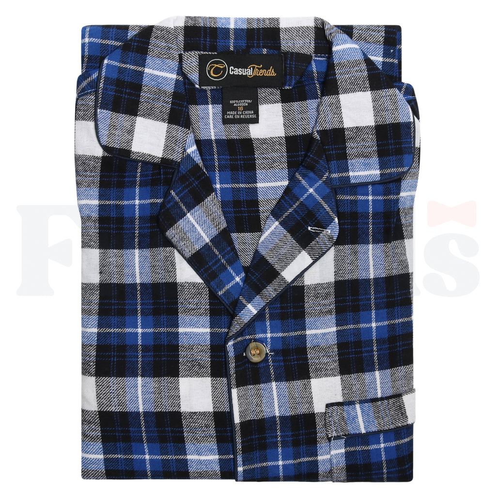 Casual Trends Boys Button Down Flannel Pajamas - 100% Cotton -