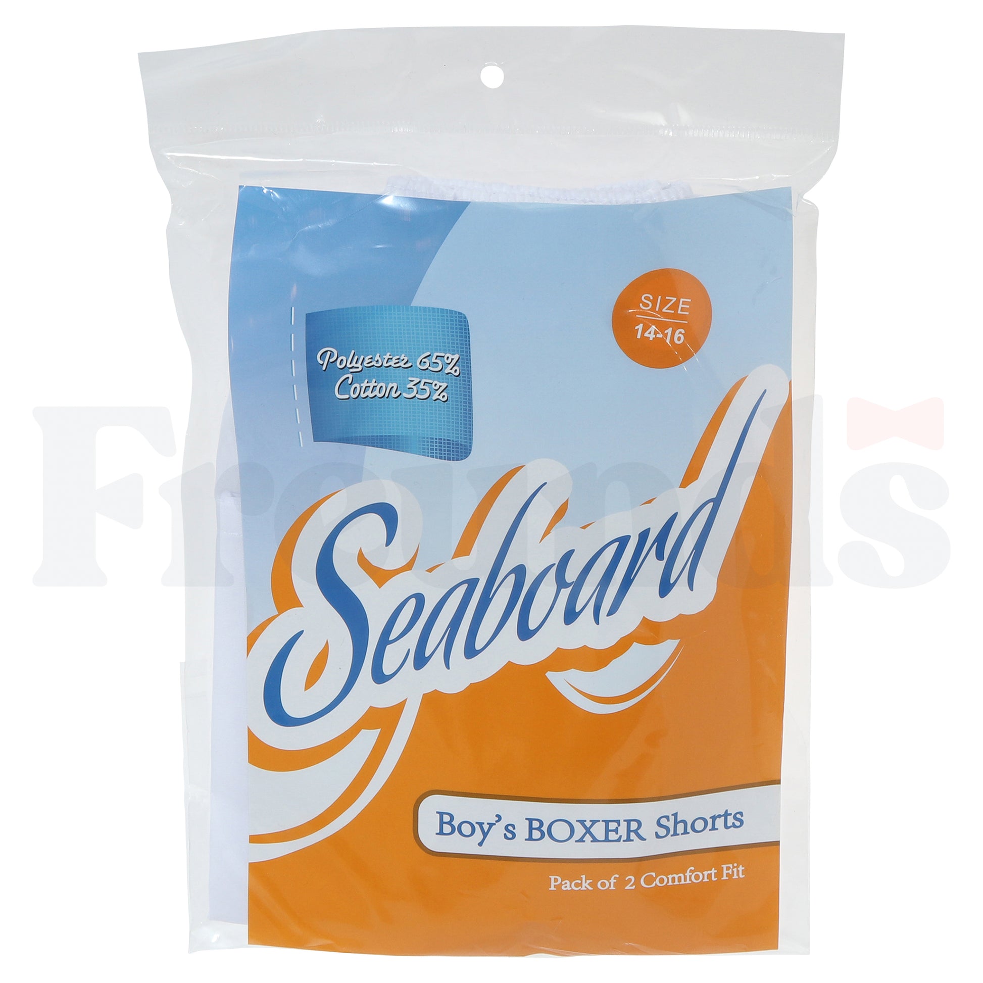 Seaboard Boys White Cotton Blend Boxer Shorts - 2 Pack -
