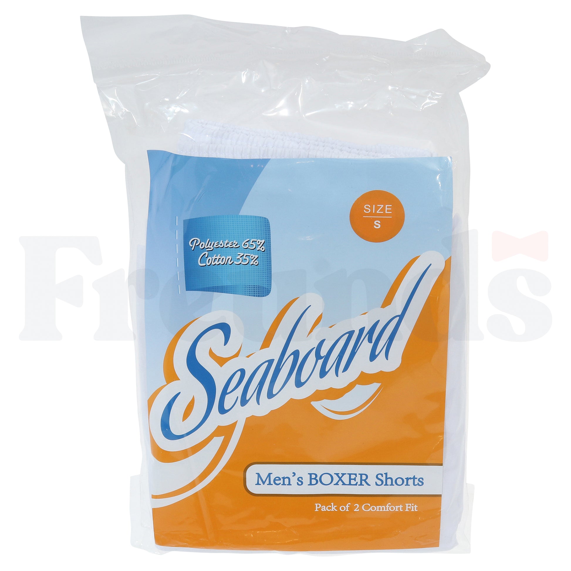 Seaboard Mens White Cotton Blend Boxer Shorts - 2 Pack -