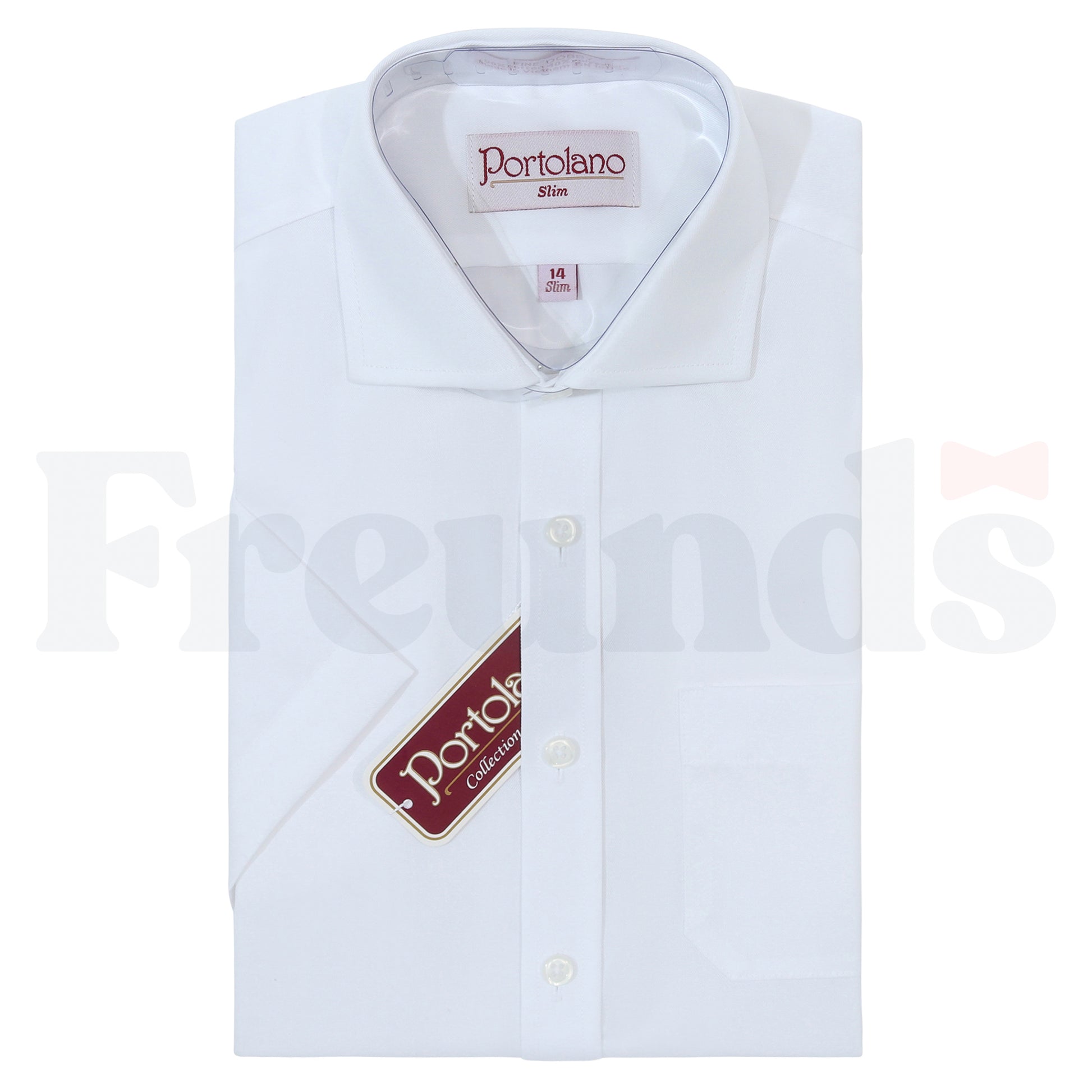 Portolano Boys Twill White Shirt - Long Sleeve - Slim Fit -