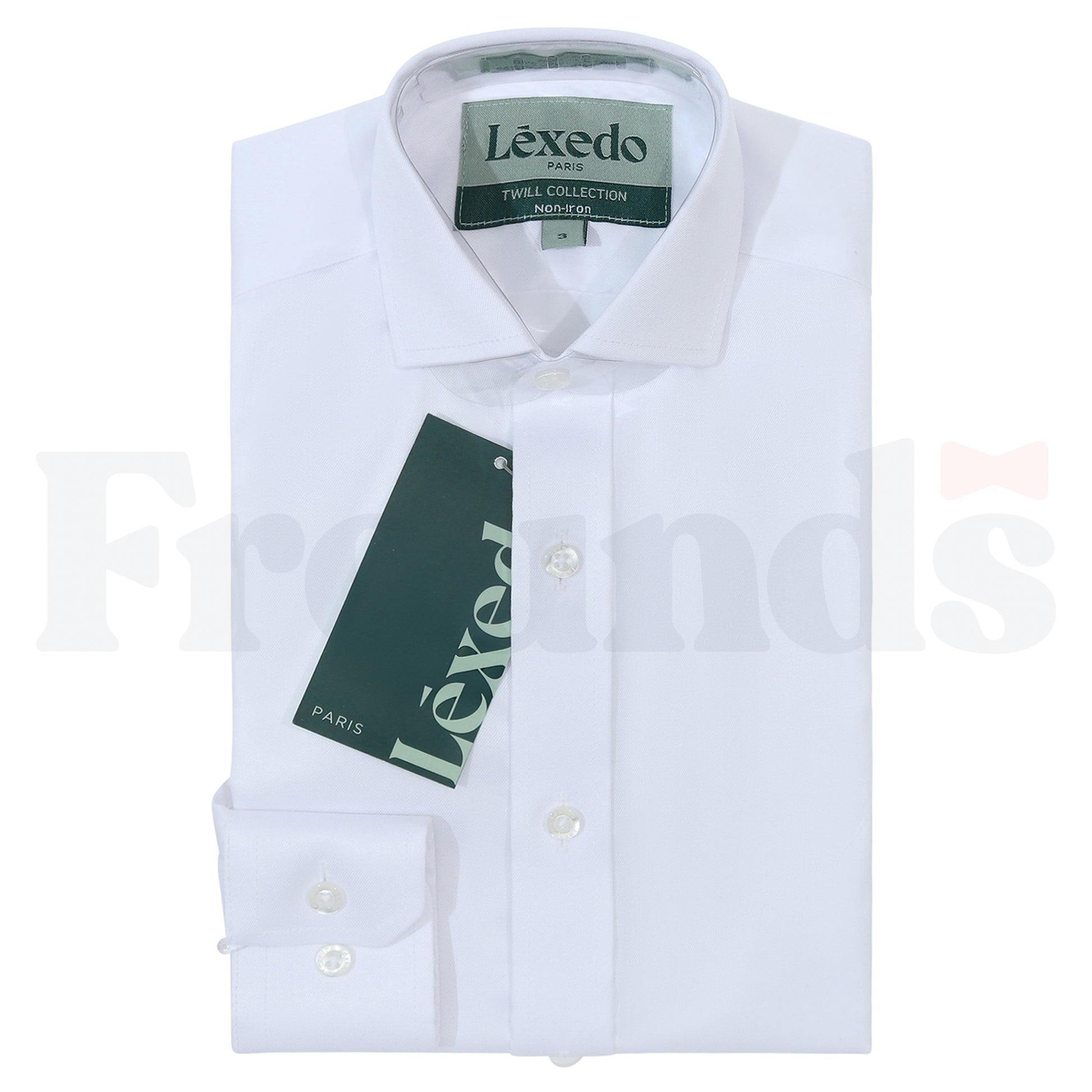 Lexedo Boys Non Iron Stretch Twill White Shirt - Regular Fit -
