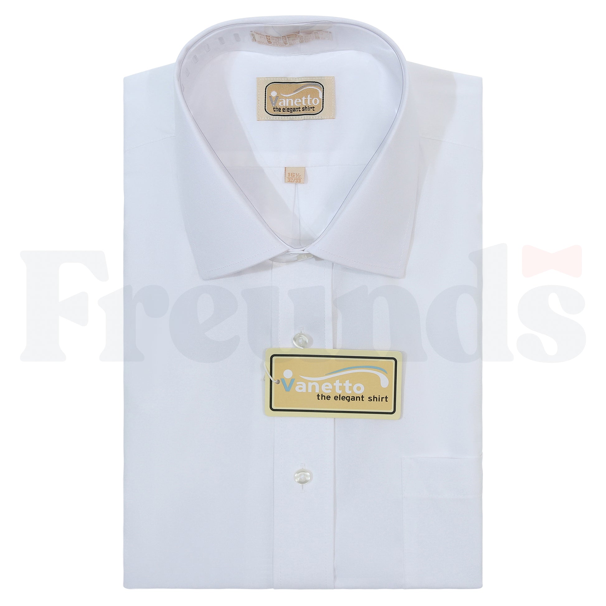 Vanetto Mens White Pinpoint Shirt - Classic Fit - Left over Right - Wrinkle Free -