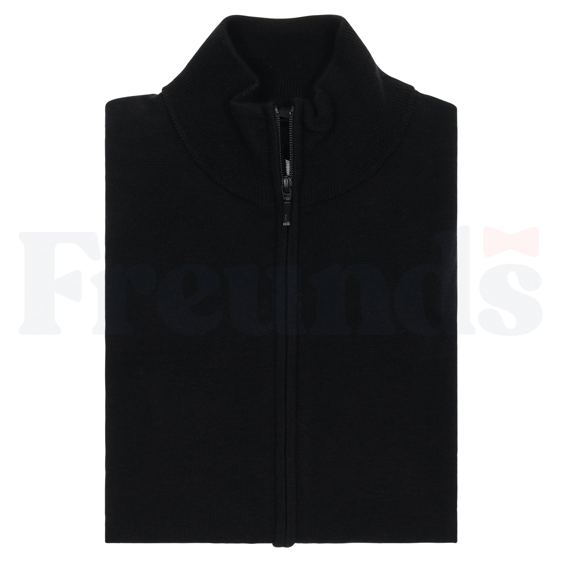 S/W Mens Full Zip Wool Black Sweater -