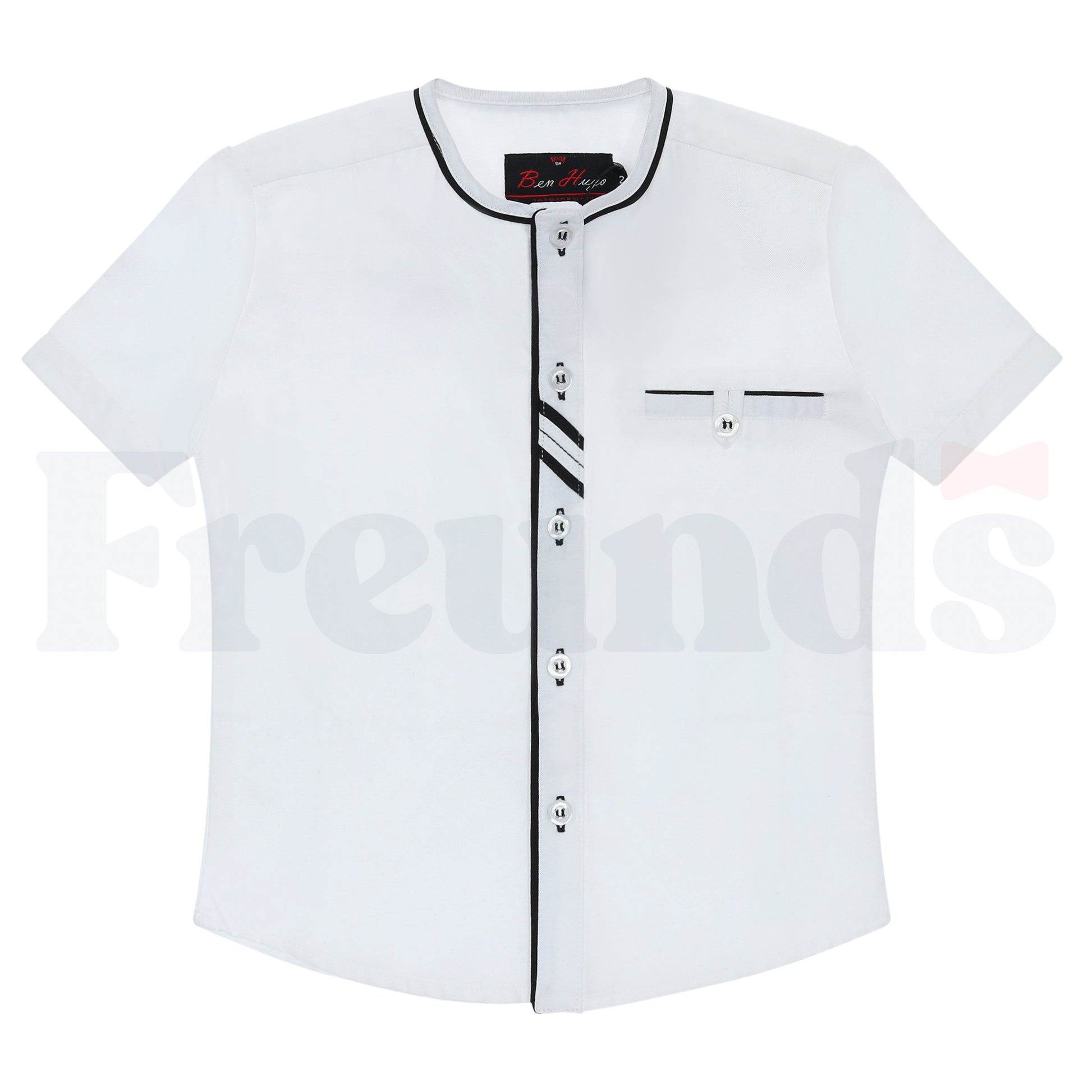 Ben Hugo Boys Shirt w/Trim - No Collar - Short Sleeve - 476MS -