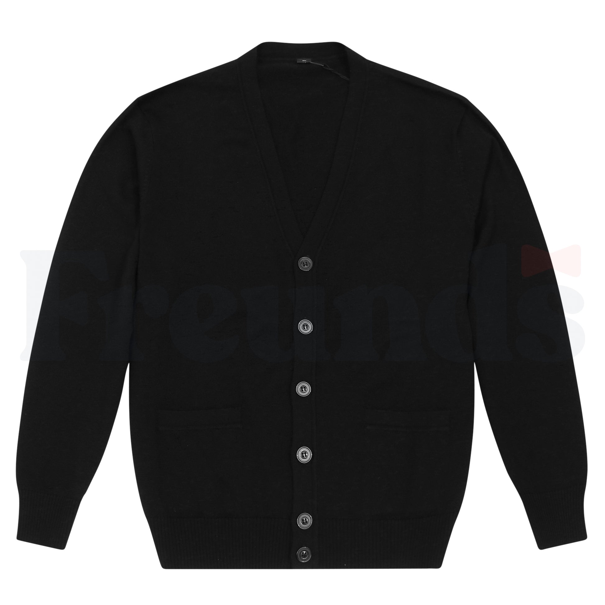 S/W Mens Button Down Wool Black Cardigan -  Left over Right -