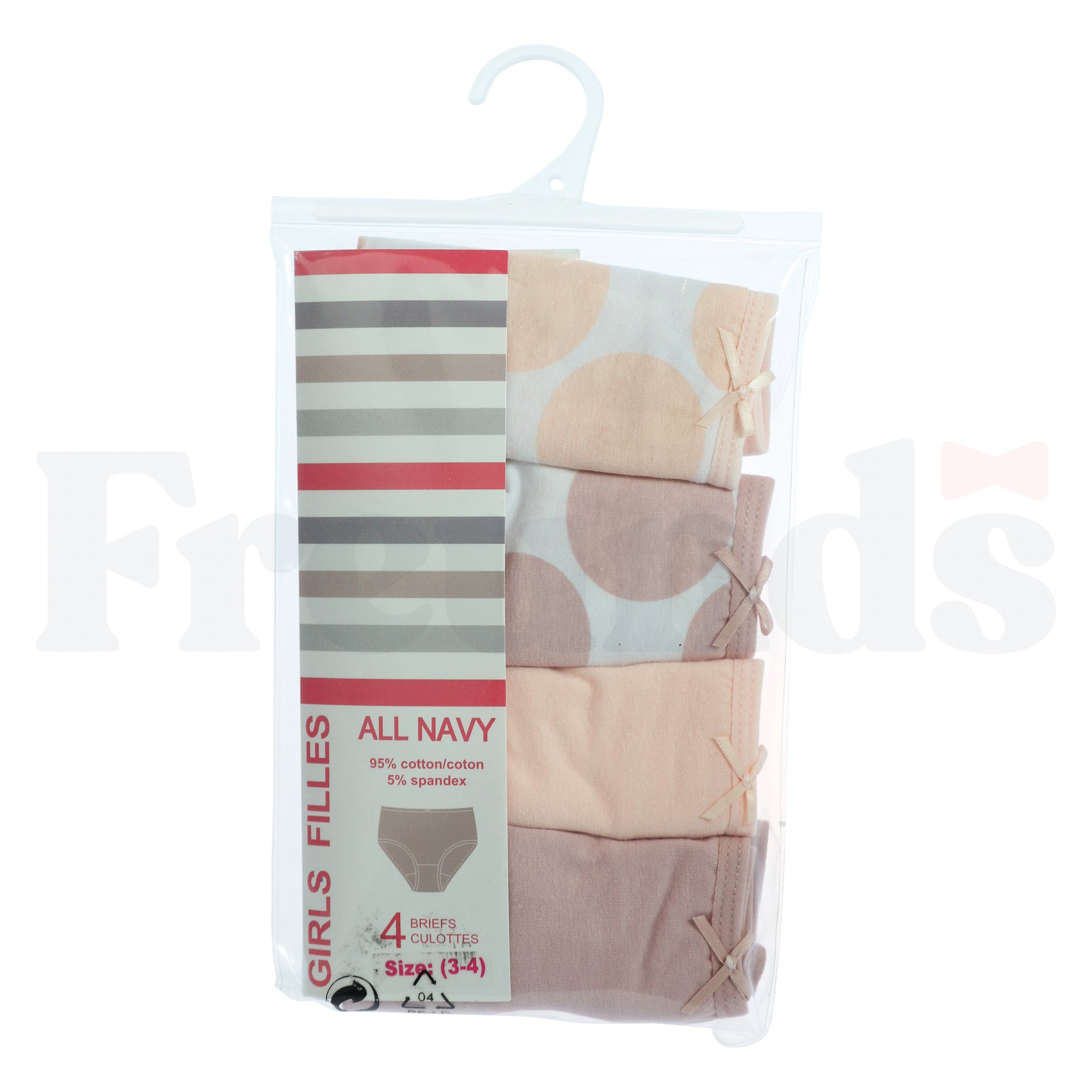 All Navy Girls Printed Briefs - Polka Dot - 4 Pack -