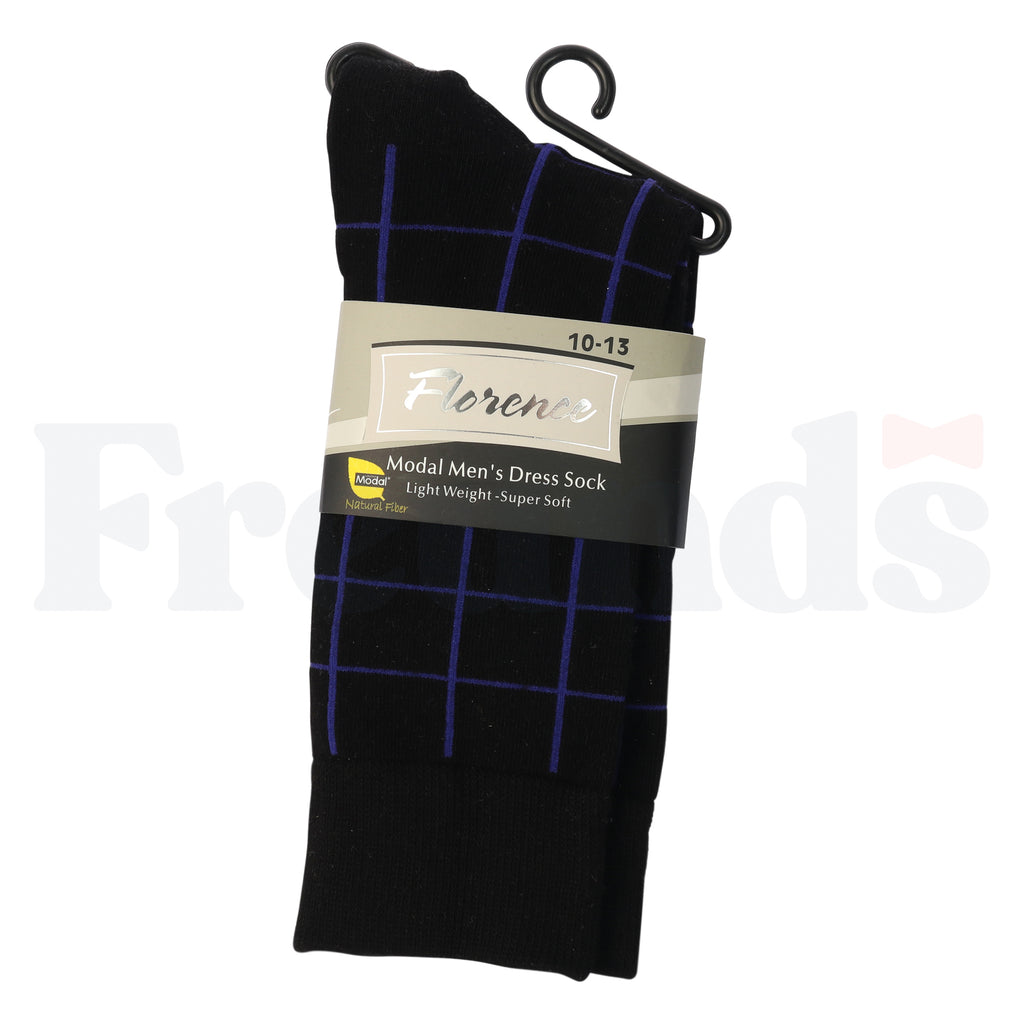 Florence Mens Modal Dress Socks - Colored Plaid - Light Weight - 225 -