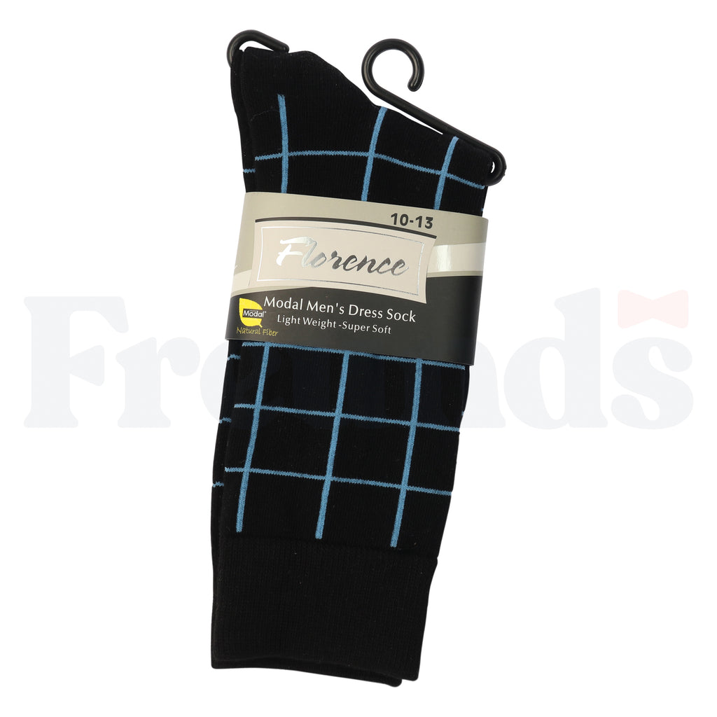 Florence Mens Modal Dress Socks - Colored Plaid - Light Weight - 225 -