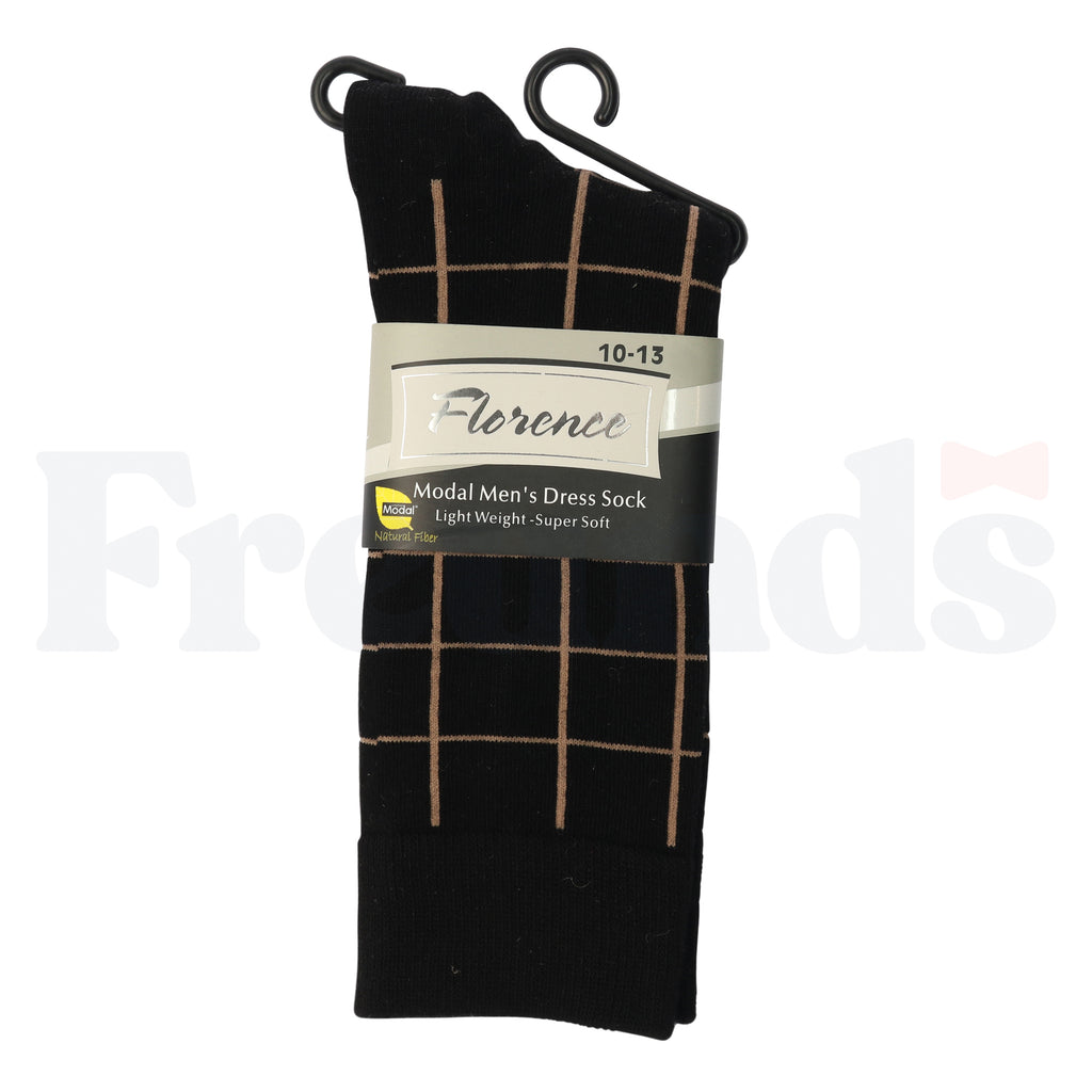 Florence Mens Modal Dress Socks - Colored Plaid - Light Weight - 225 -