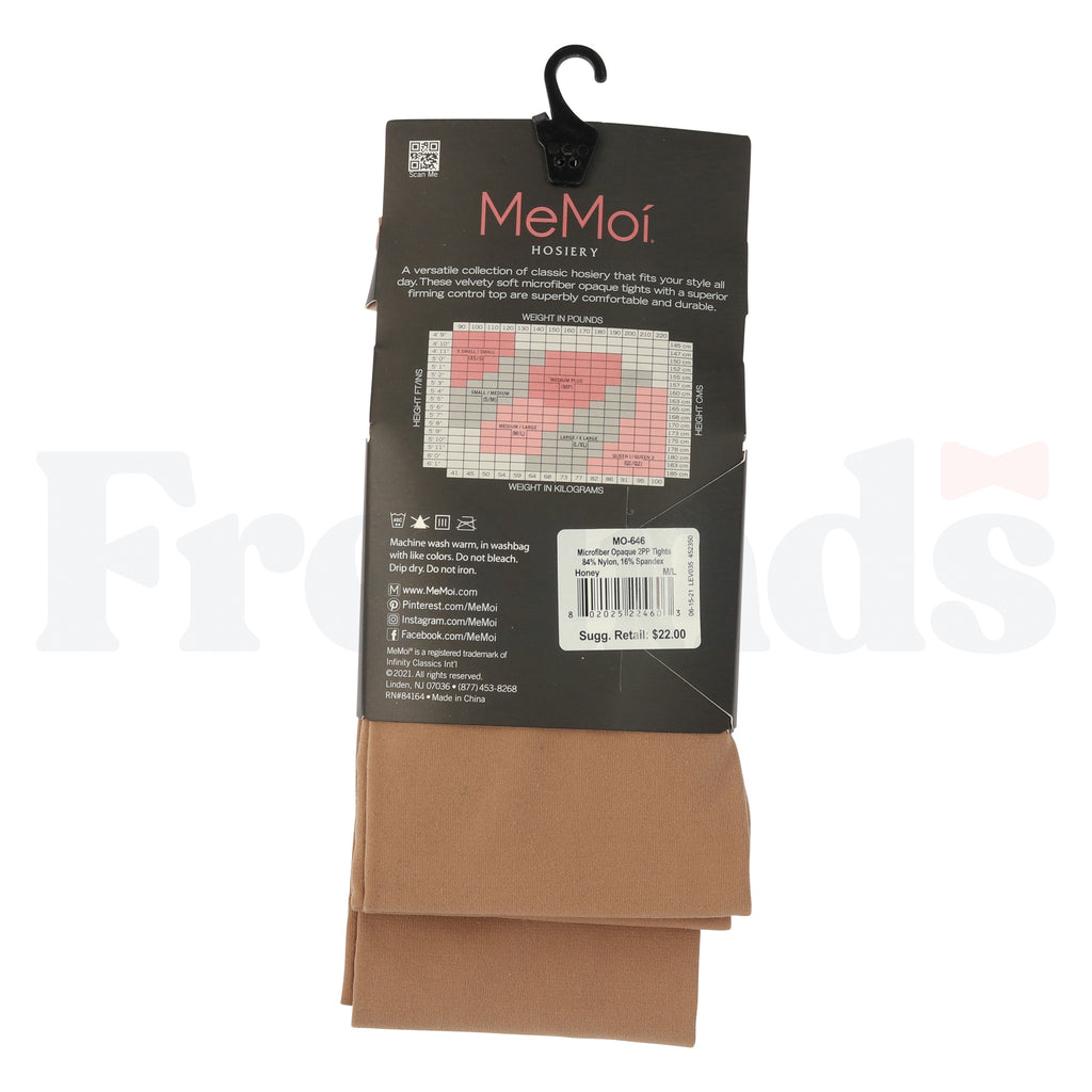 MeMoi Microfiber Opaque Tights - 2 Pack - MO-646 -