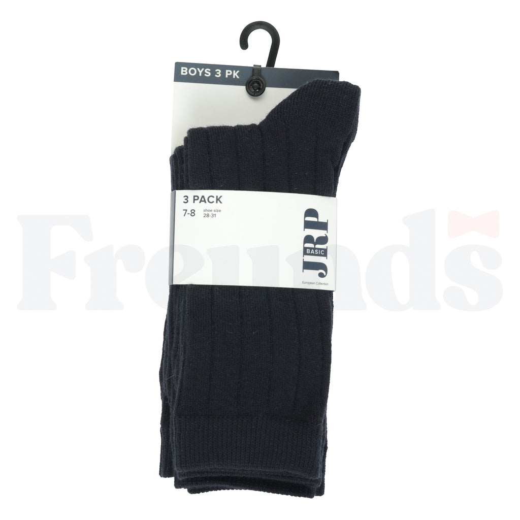 JRP Boys Wide Ribbed Midcalf Socks - 3 Pack -