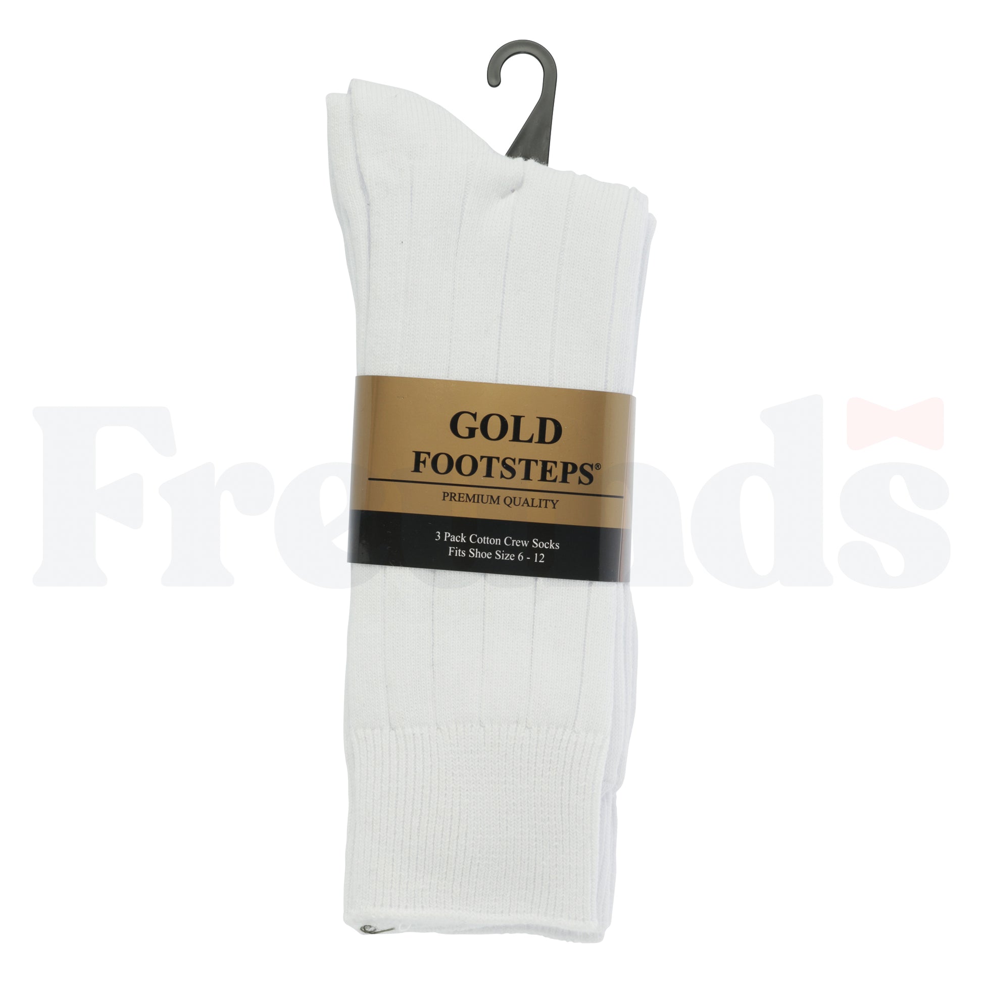 Gold Footsteps Mens Cotton Crew Socks - 3 Pack