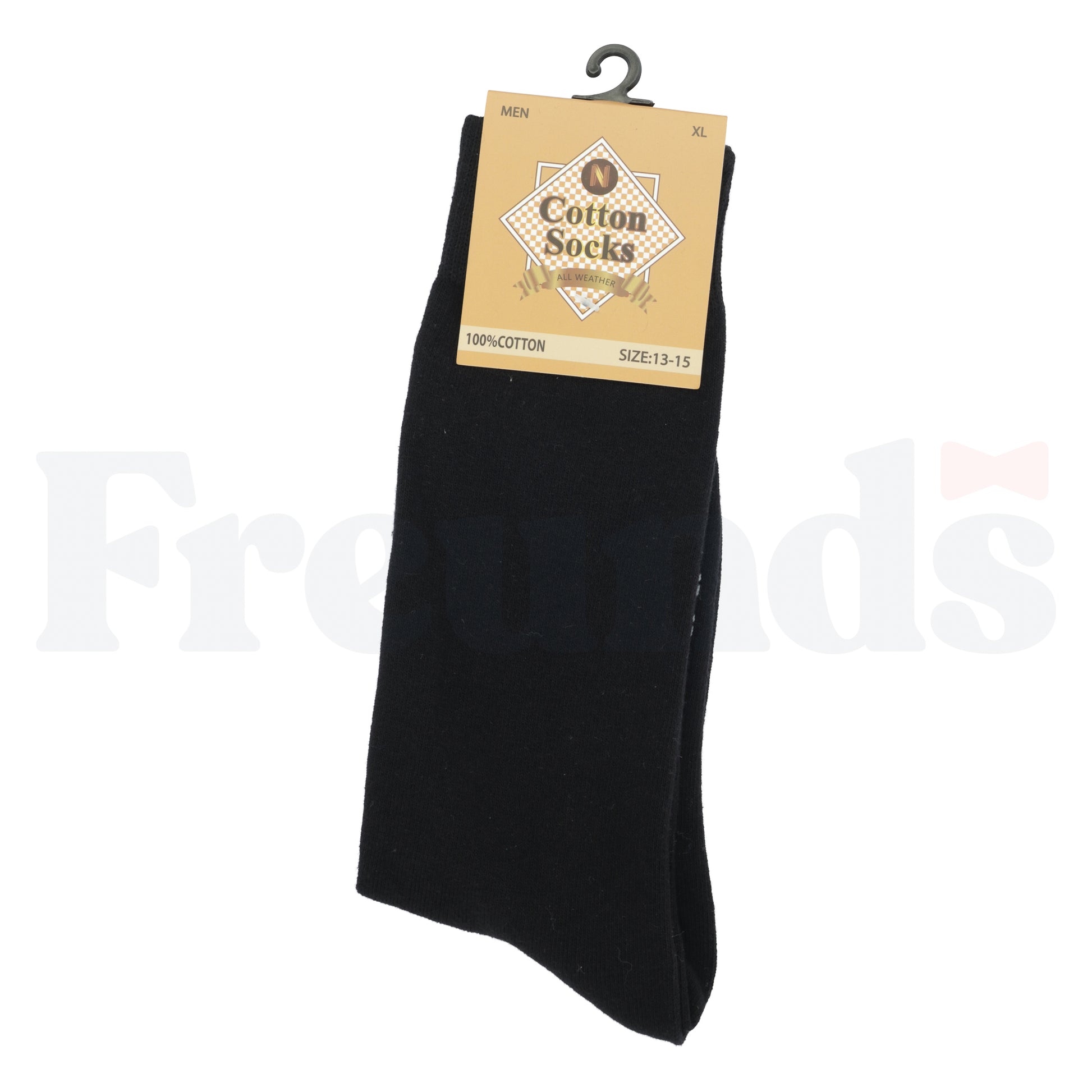 Cotton Socks Mens Black Crew Socks - 100% Cotton - 2 Pack -