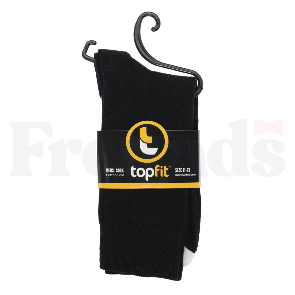 TopFit Mens Blacks Socks w/ White Soles - SL10 -