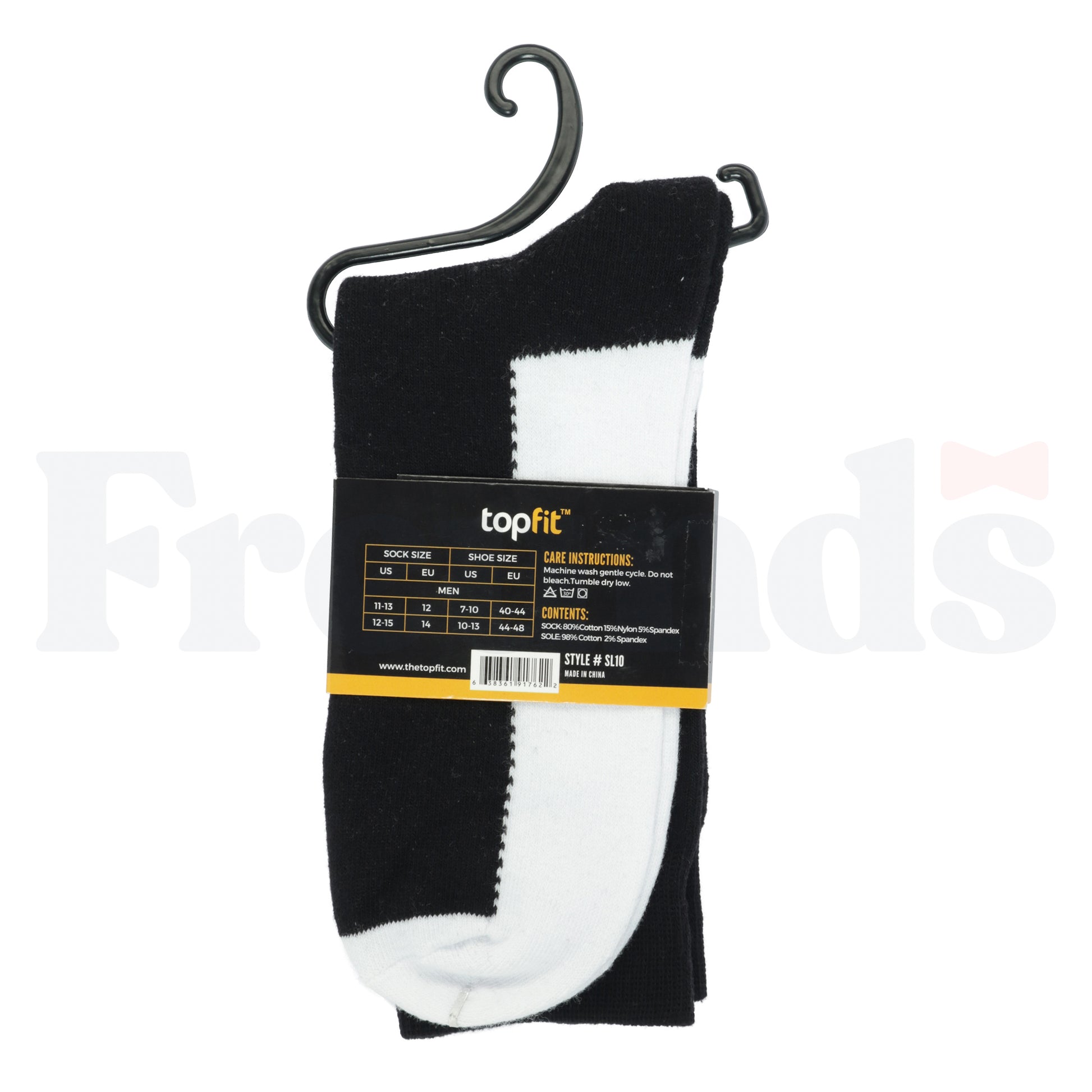 TopFit Mens Blacks Socks w/ White Soles - SL10 -