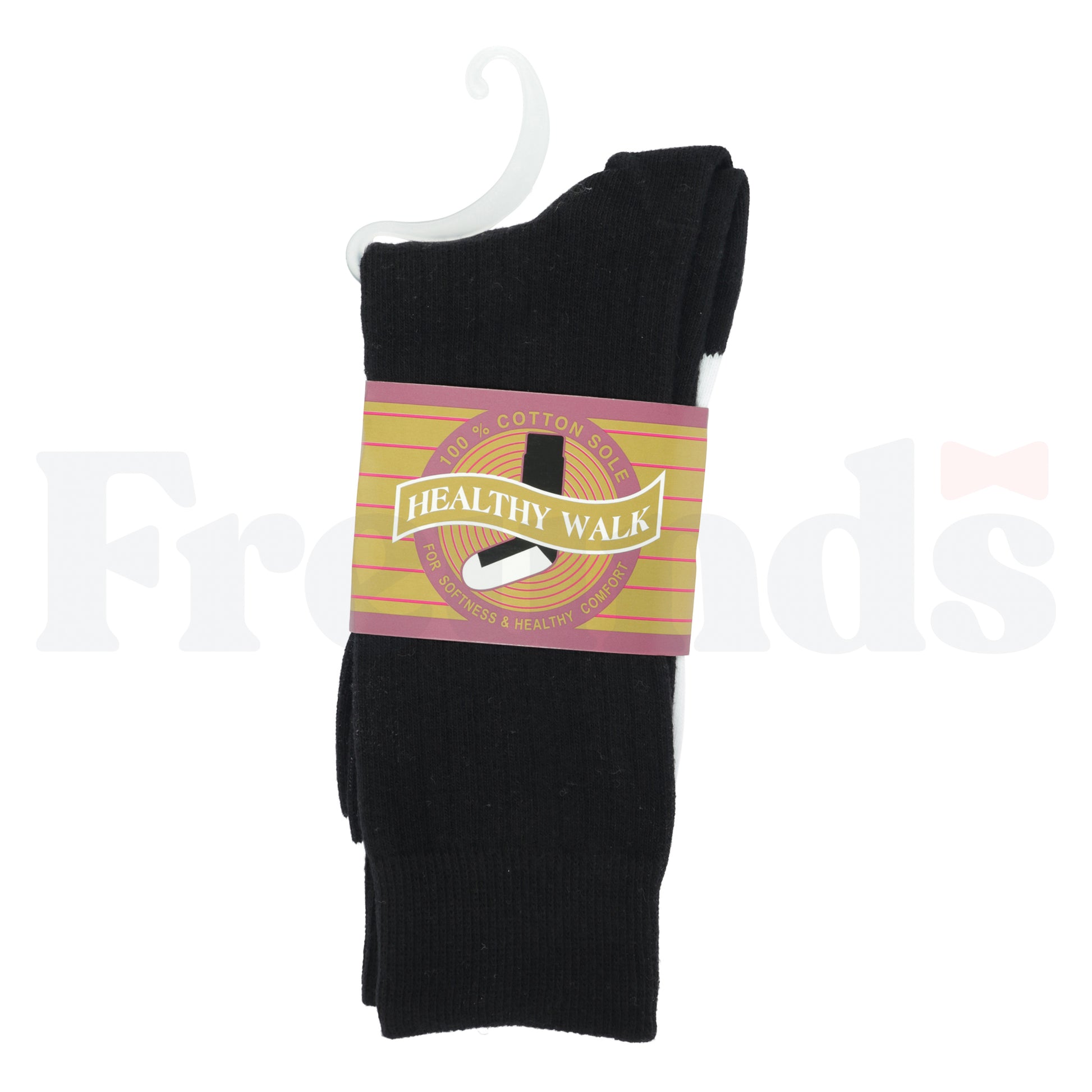 Healthy Walk Black & White Sock - 100% Cotton Sole -