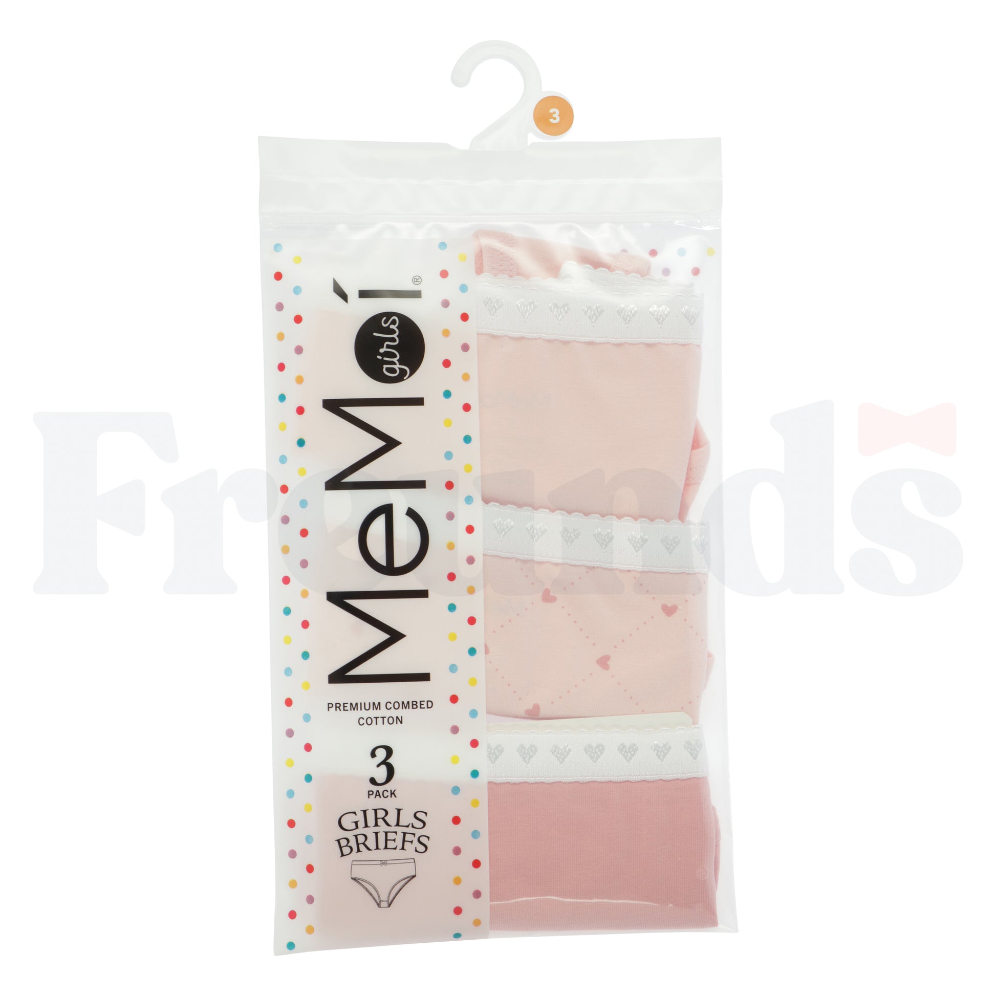 MeMoi Girls Panties - Assorted Diamond Heart Design - MKU1100 - 3 Pack -