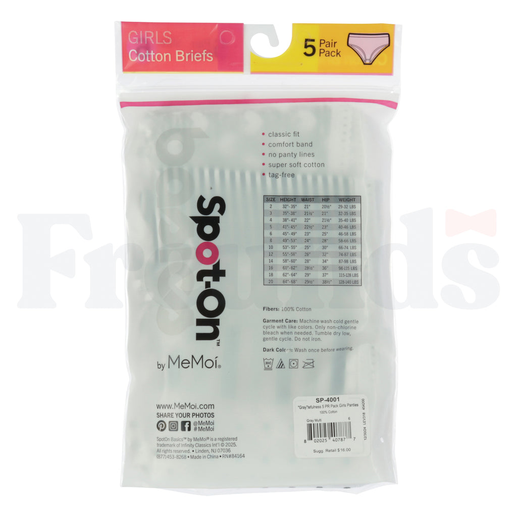 Spot-On Basics Girls Panties - Bright Multi - SP-4000 - 5 Pack -