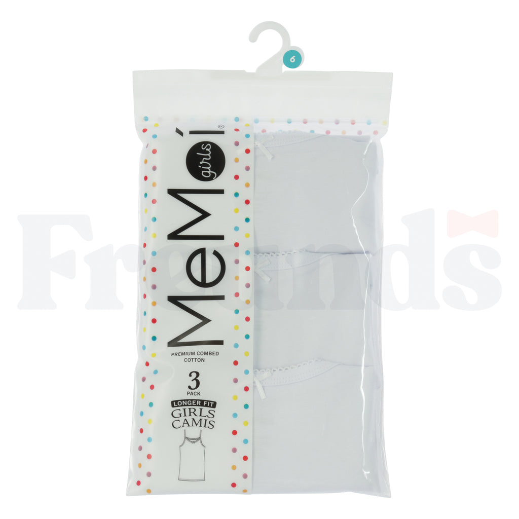 MeMoi Girls Sleeveless Undershirts - Spaghetti Strap - MKU1023 - 3 Pack -