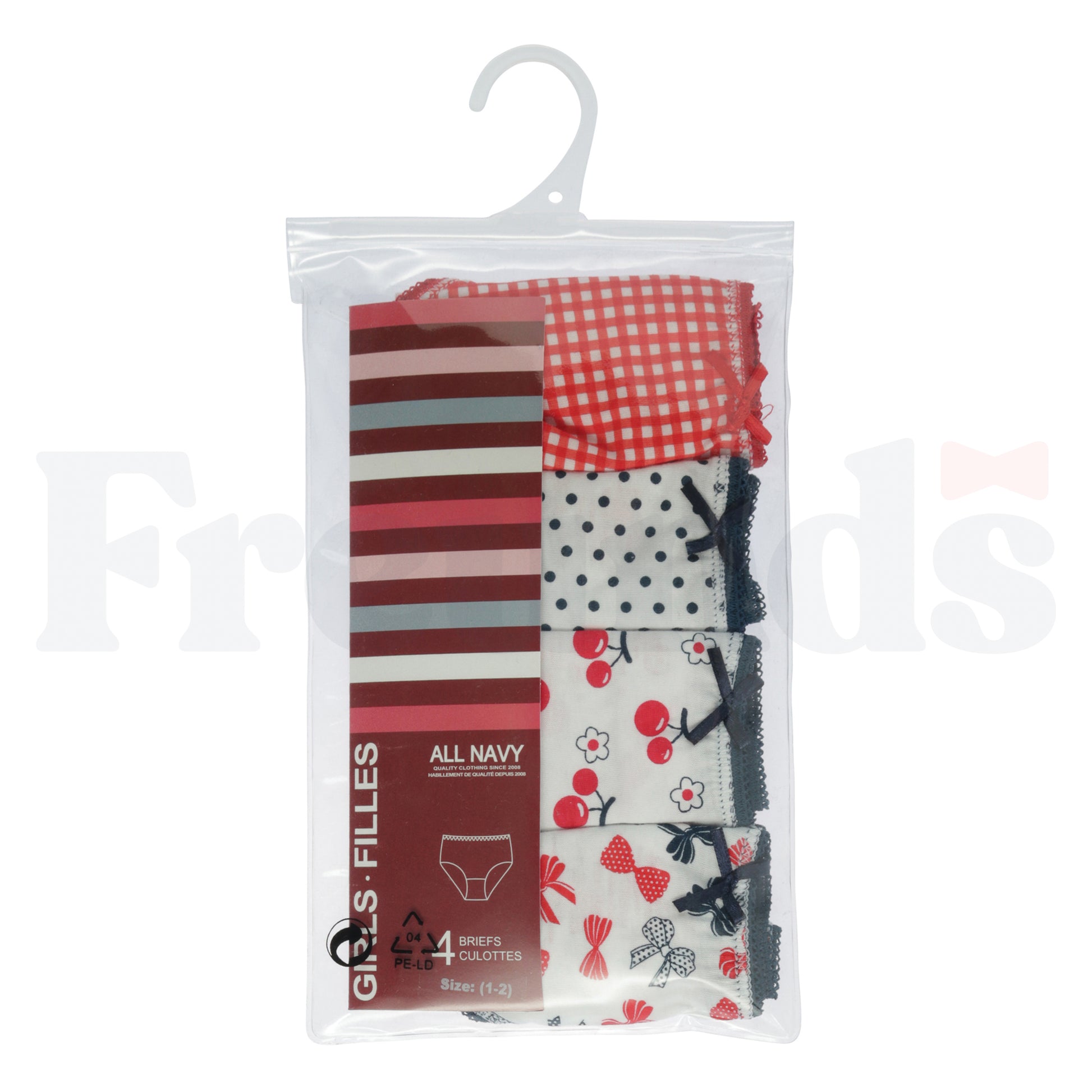 All Navy Girls Printed Briefs - Assorted Design - BC18-GAC - 4 Pack -