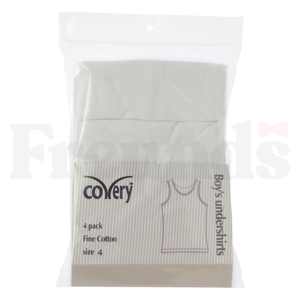 Covery Boys White Sleeveless Undershirts - 4 Pack -