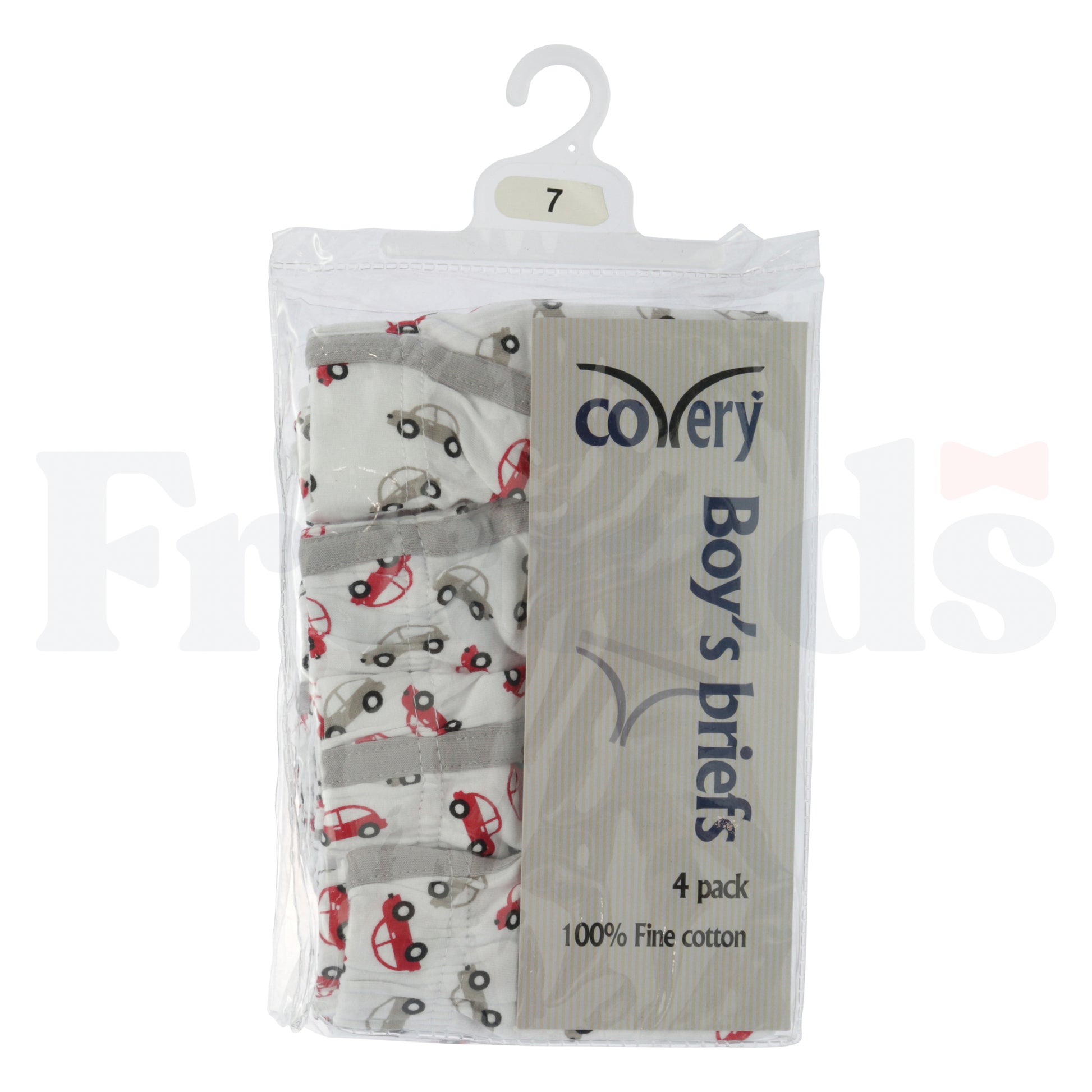 Covery Boys Printed Briefs - Car Print - 4 Pack