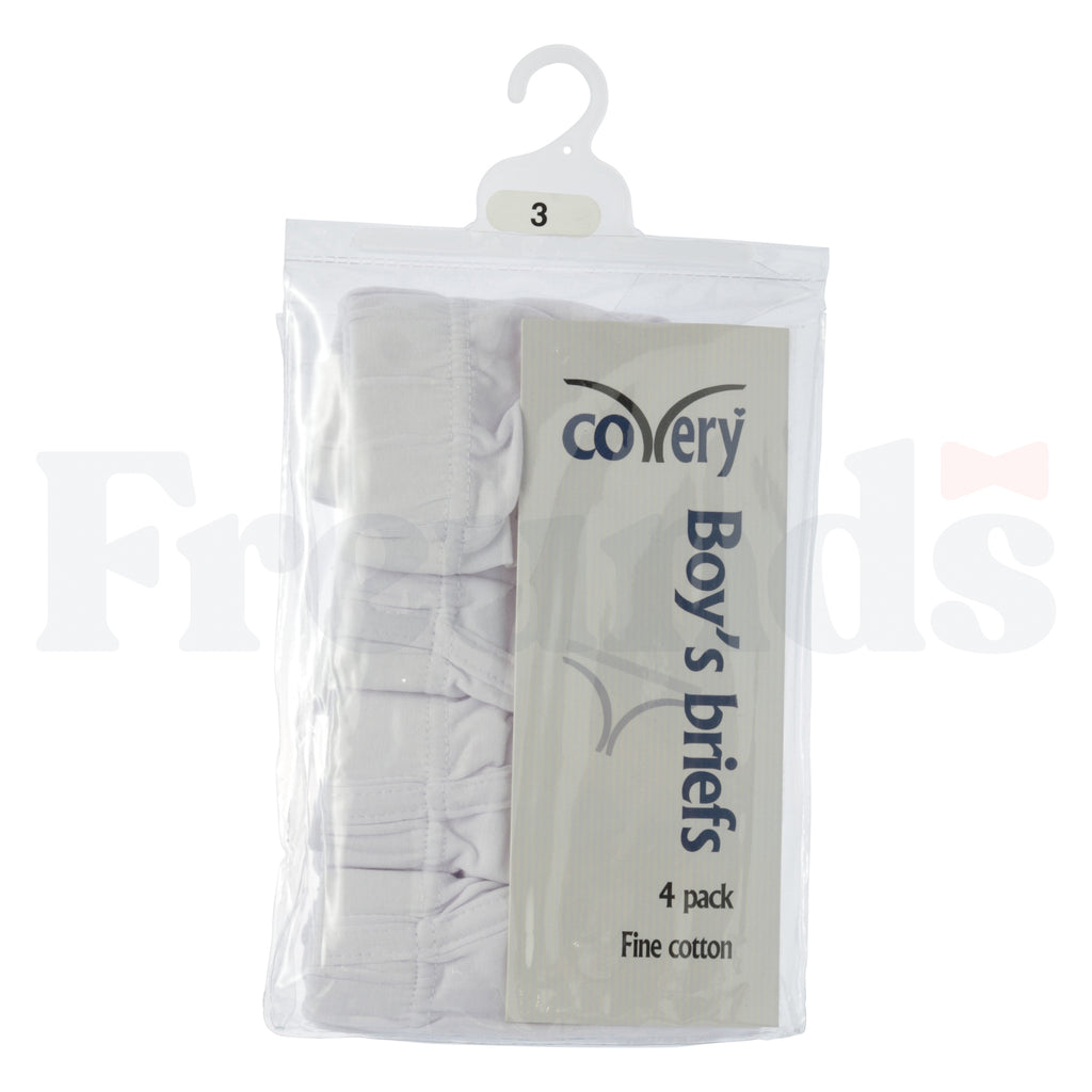 Covery Boys White Briefs - 4 Pack -