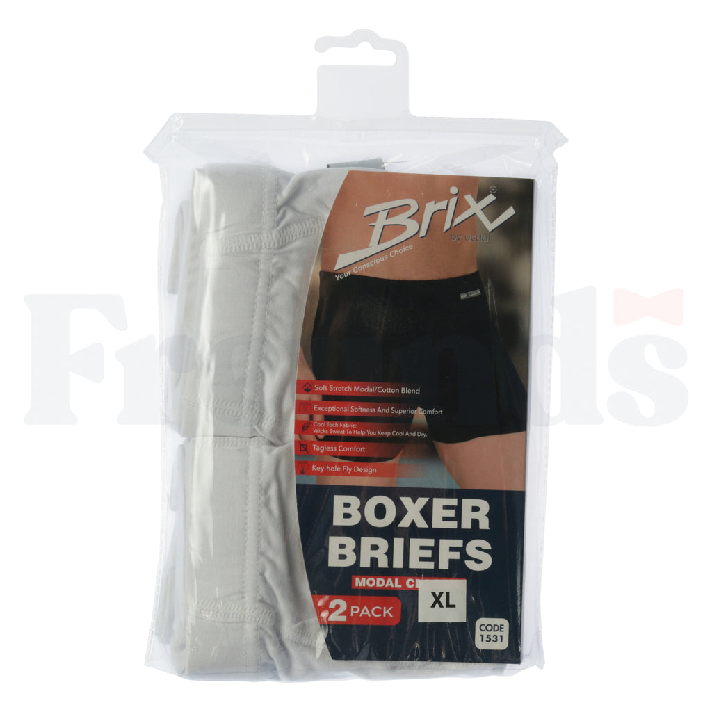 Brix Mens Modal Boxer Briefs - 2 Pack -