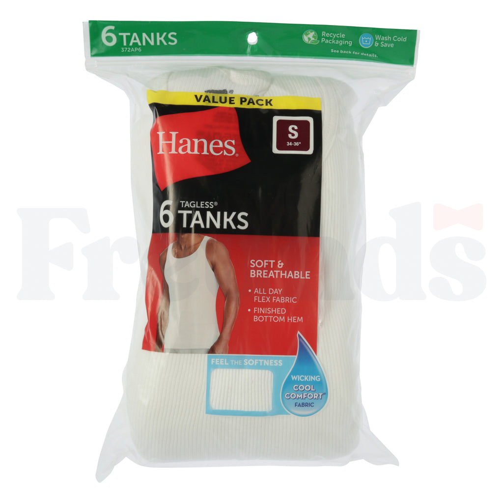 Hanes Mens Tank Tops / Sleeveless Undershirts - 6 Pack - 372AP6 -
