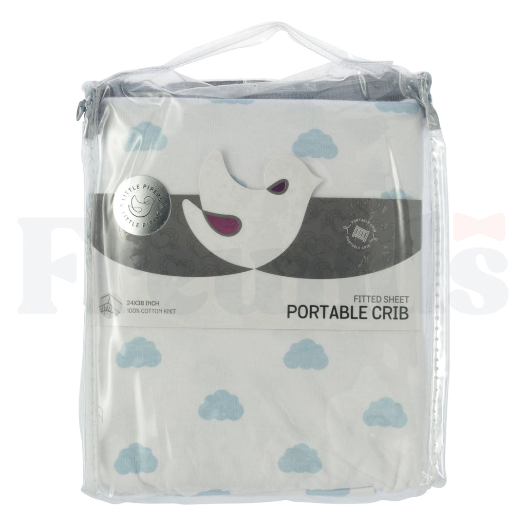 Little Pipers Fitted Crib Sheet - Cloud Design -