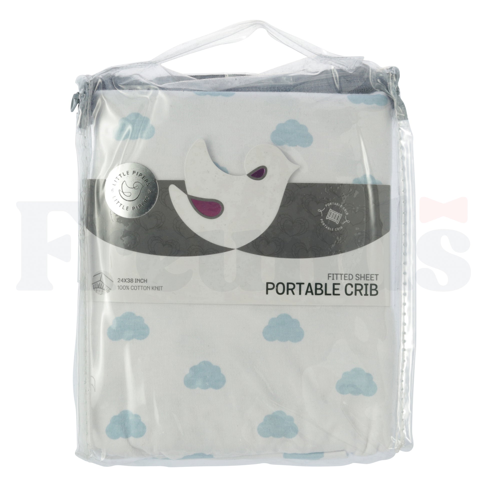 Little Pipers Fitted Crib Sheet - Cloud Design -