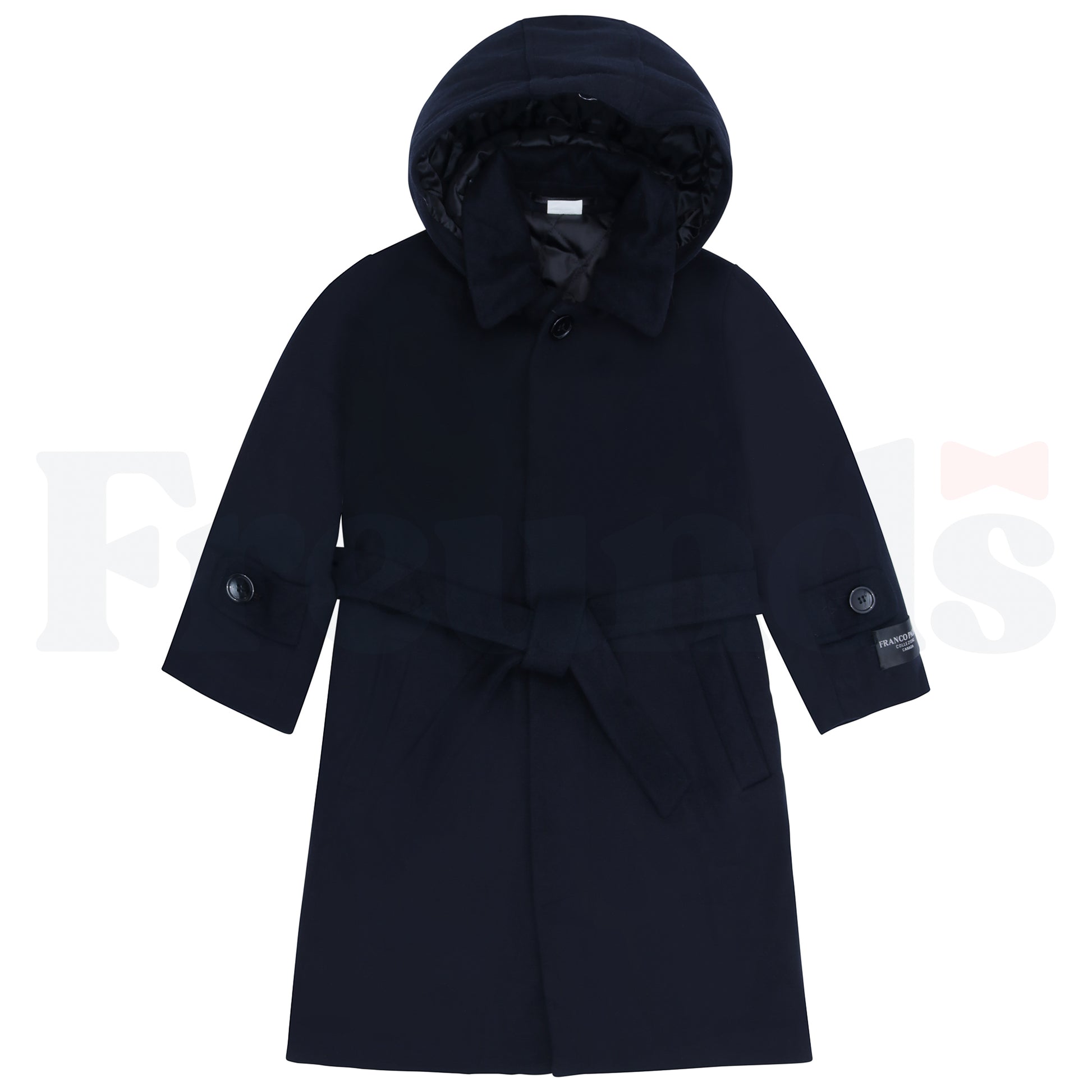 Franco Palino Boys Long Wool Coat w/ Set in Sleeve & Back Slit - ASC727 -