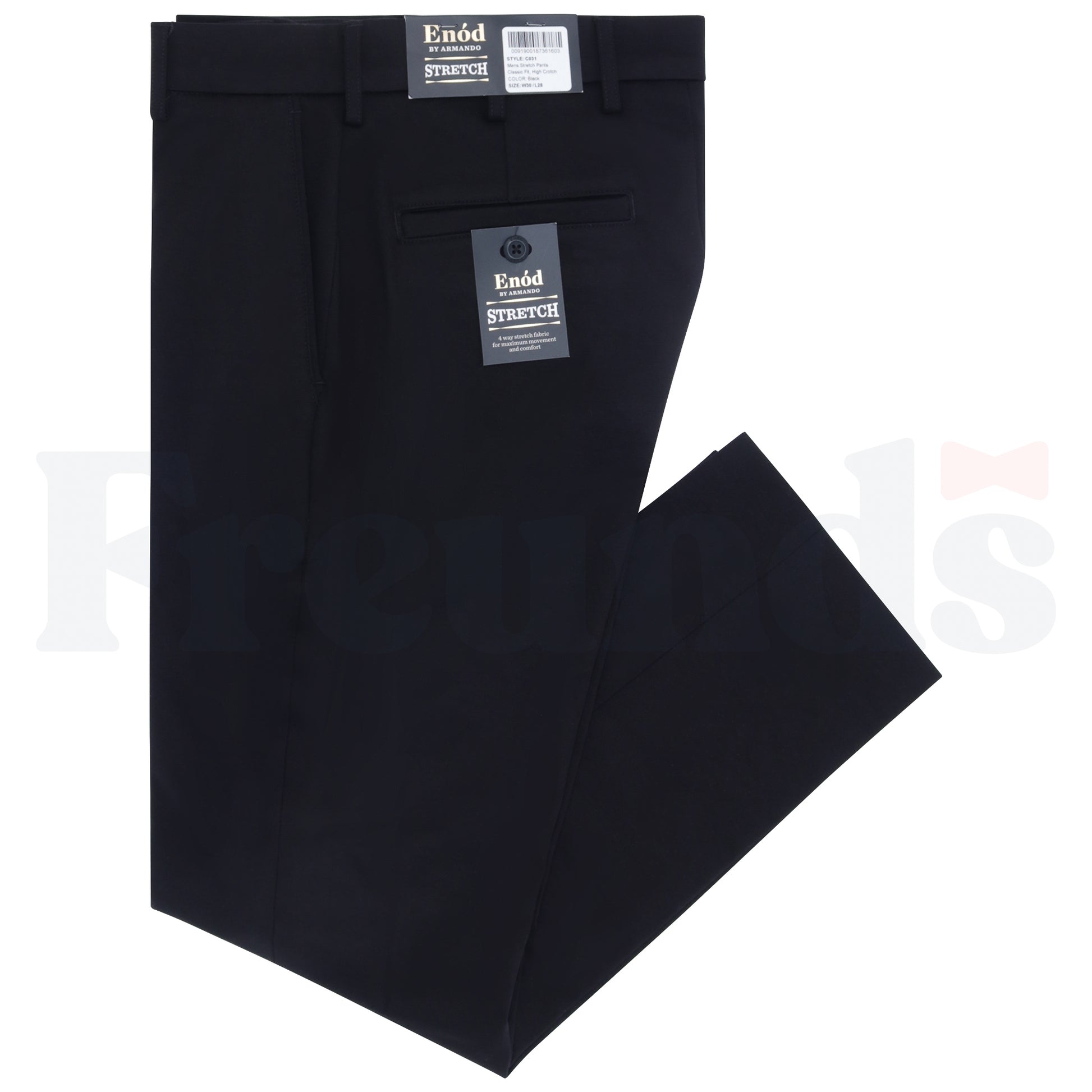 Enod Mens Dress Pants - 4 Way Stretch - Classic Fit - High Crotch - C031 -