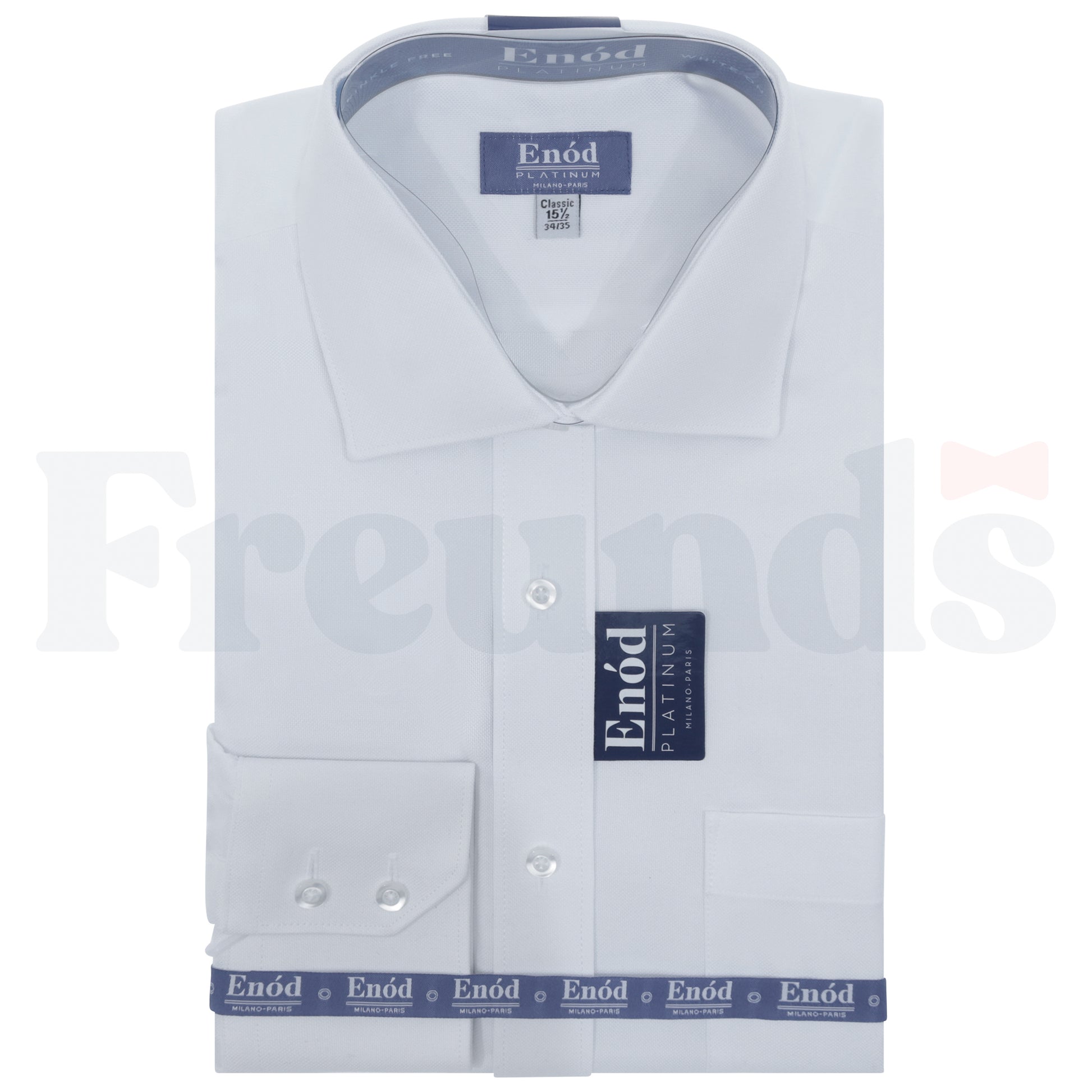 Enod Platinum Mens Cotton Blend White on White Shirt - Slim Fit - Left Over Right - 056 -